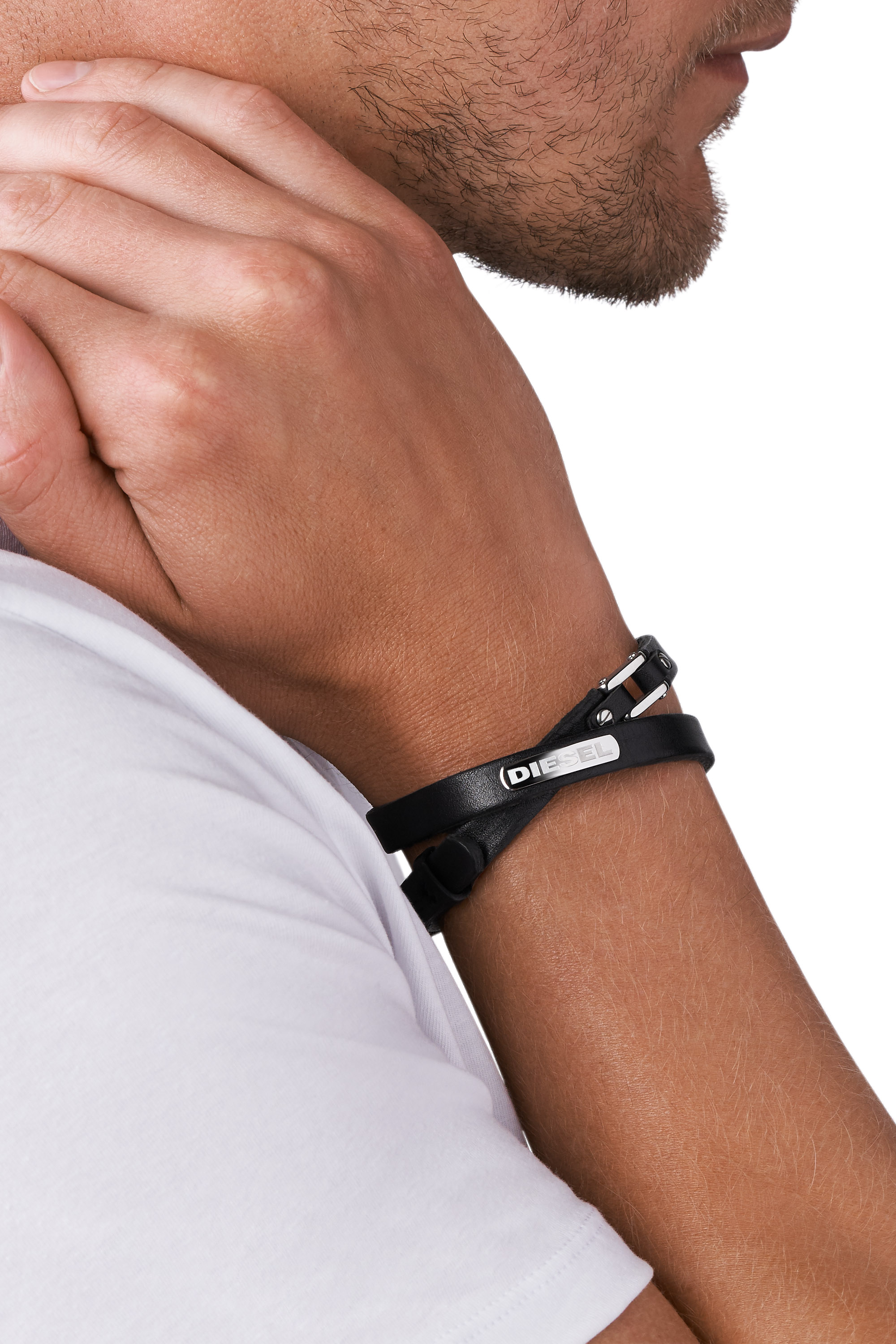 DX0971 Man: Bracelet in leather and steel | Diesel