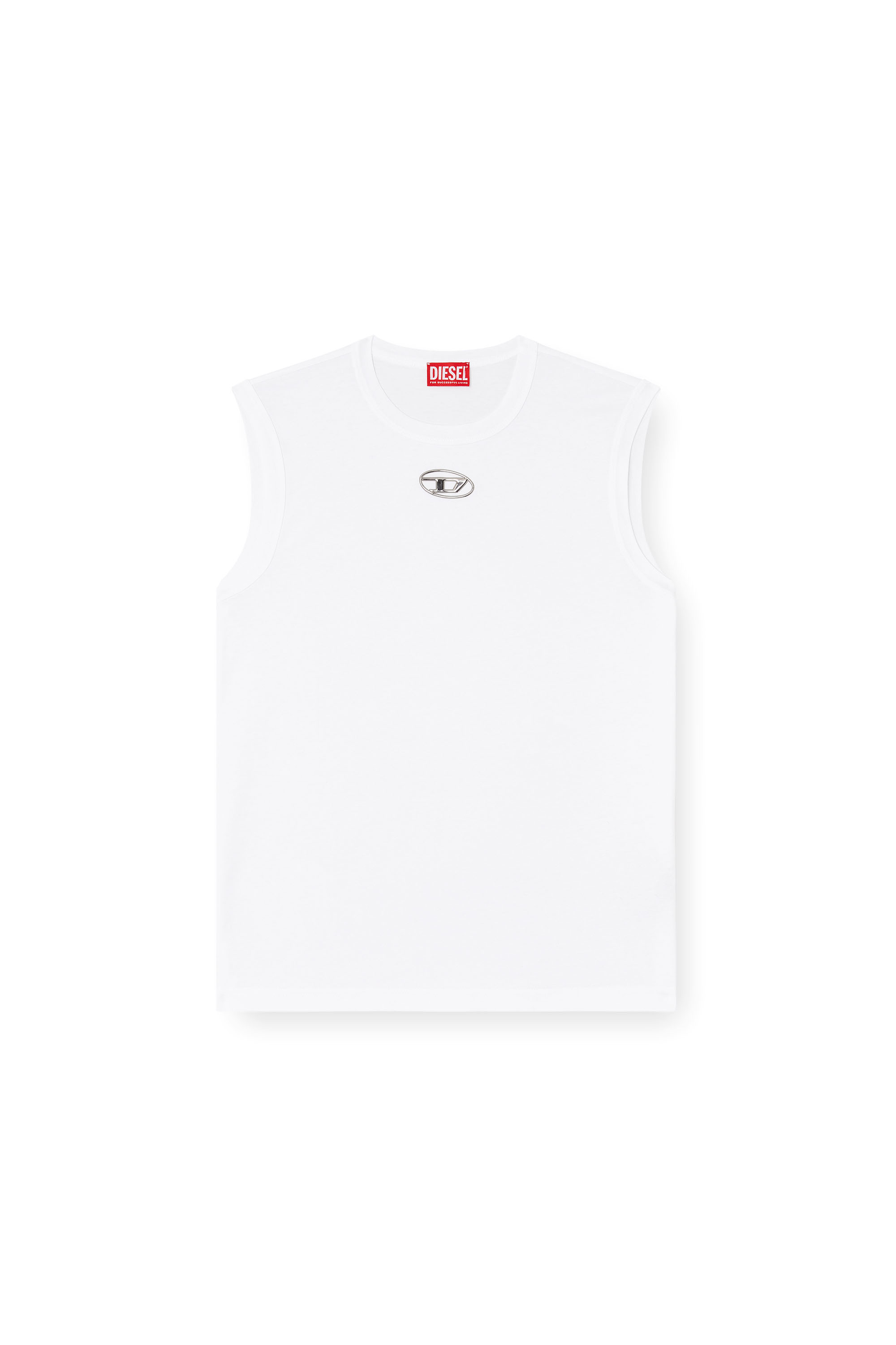 Diesel - T-BISCO-OD, Male's Tank top with metallic Oval D in White - 2