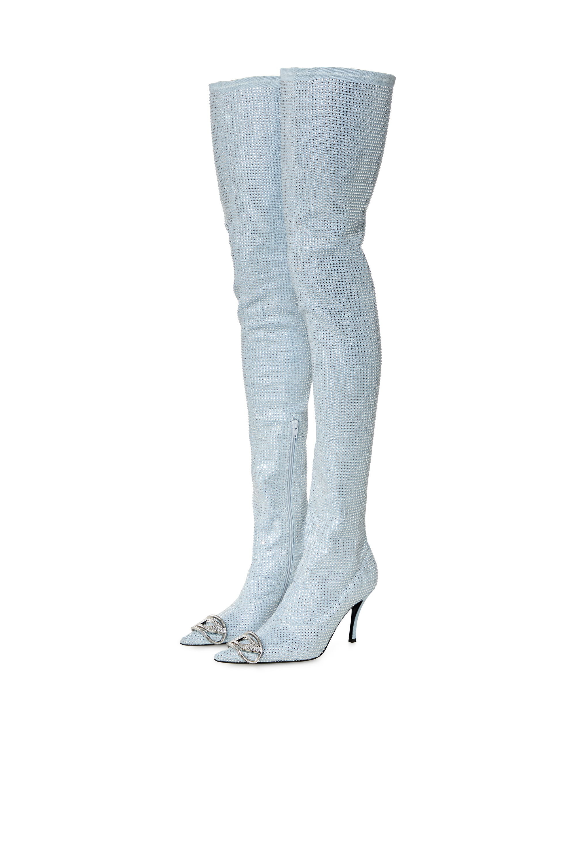 Diesel - D-VENUS TBT, Woman's D-Venus Tbt Boots - Over-the-knee boots in rhinestone denim in Azure - 7
