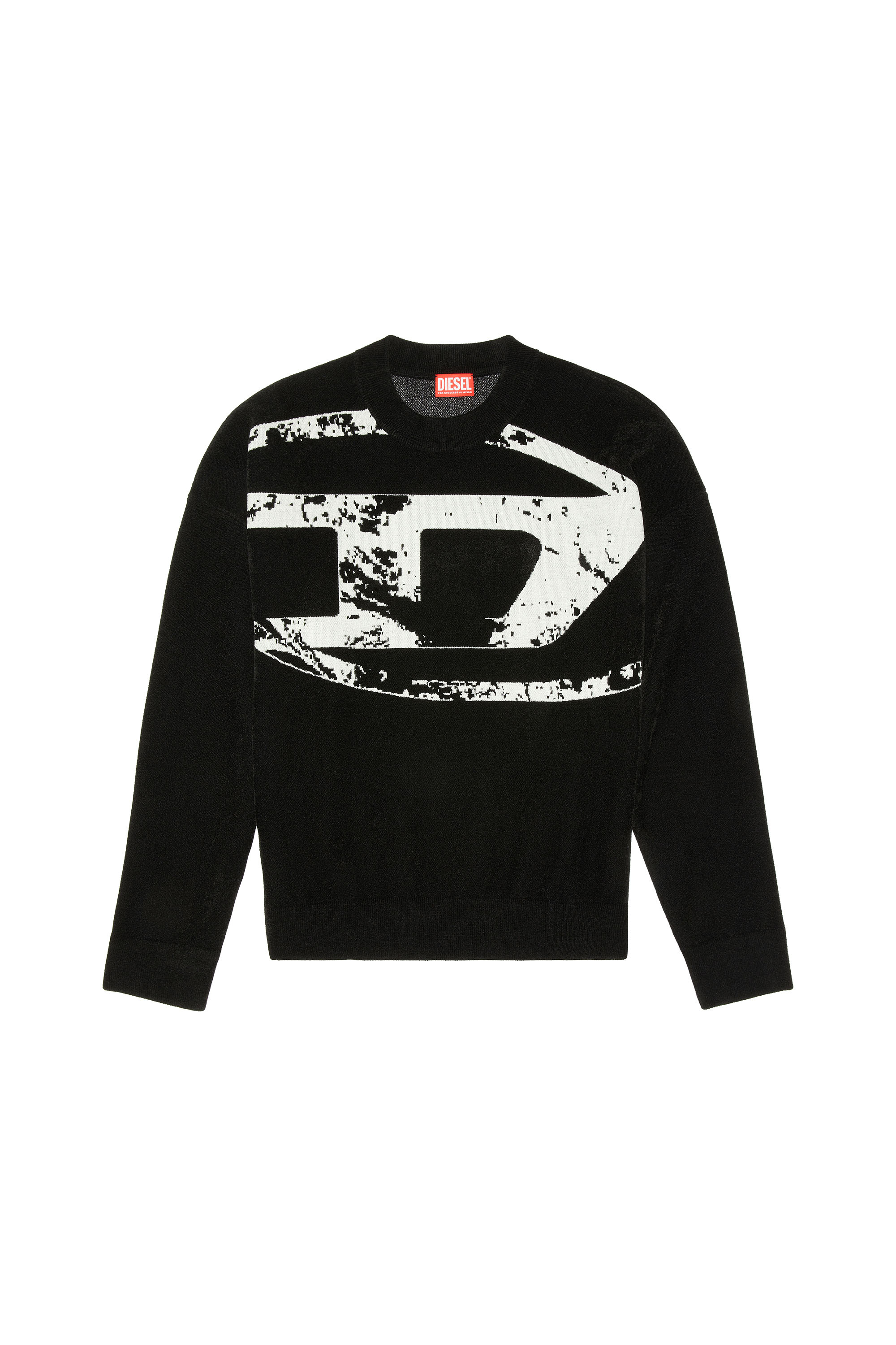Men's Sweatshirt with distressed oval D | Black | Diesel