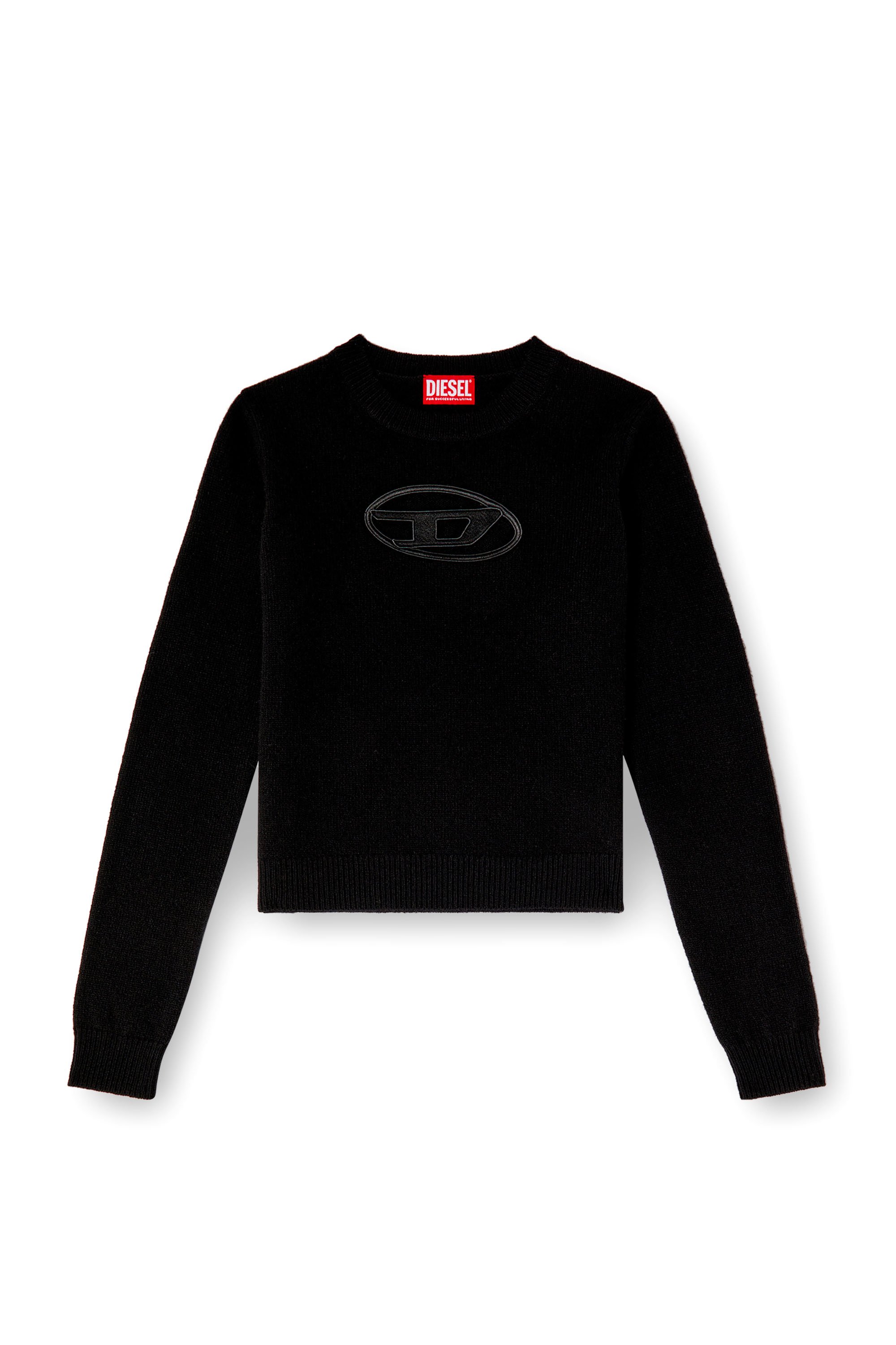 Diesel - M-AREESA-SLIM, Female's Cashmere-blend jumper with cut-out logo in Black - 2