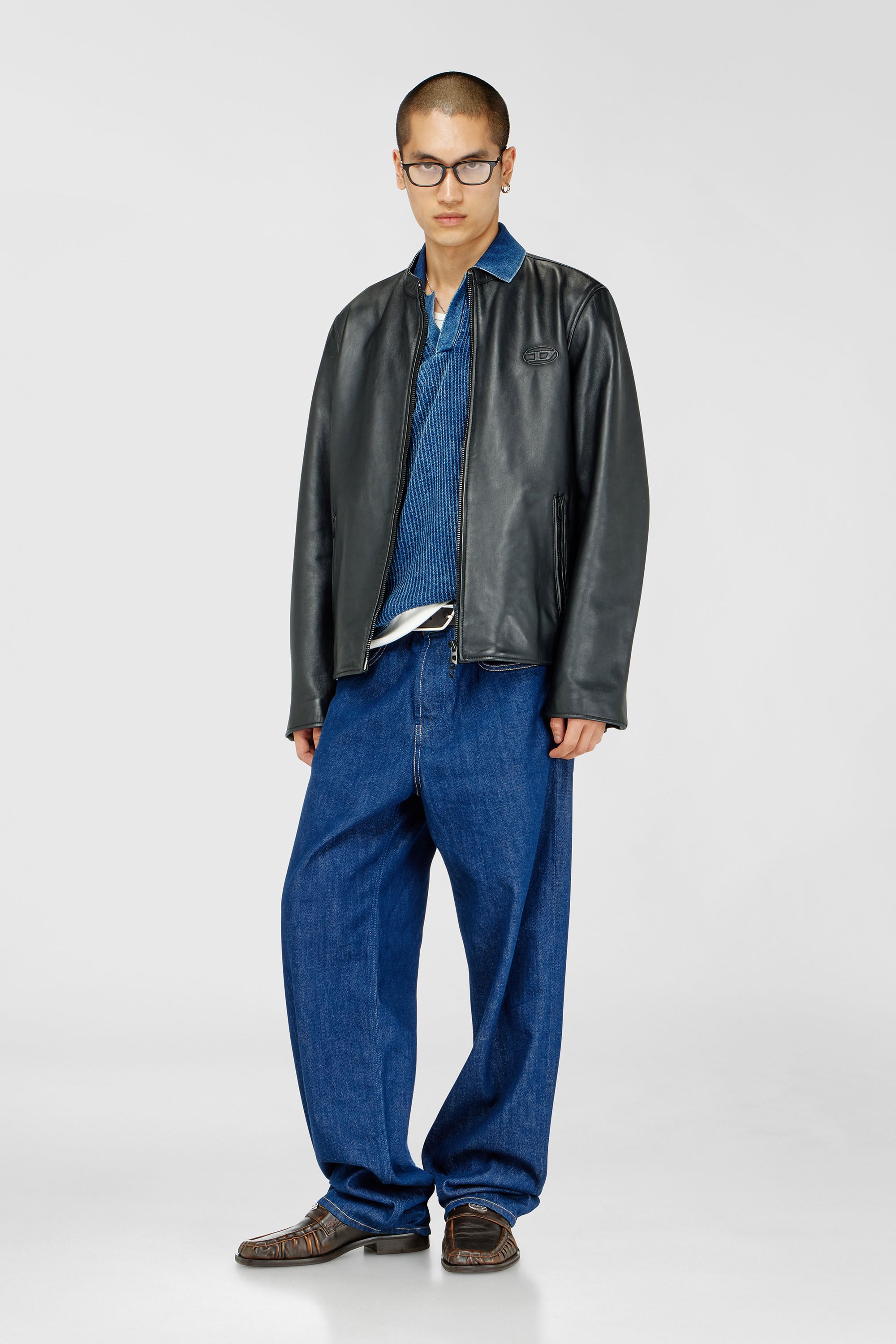 Diesel - L-TAD-WRD, Male's Biker jacket in waxed leather in Black - 2