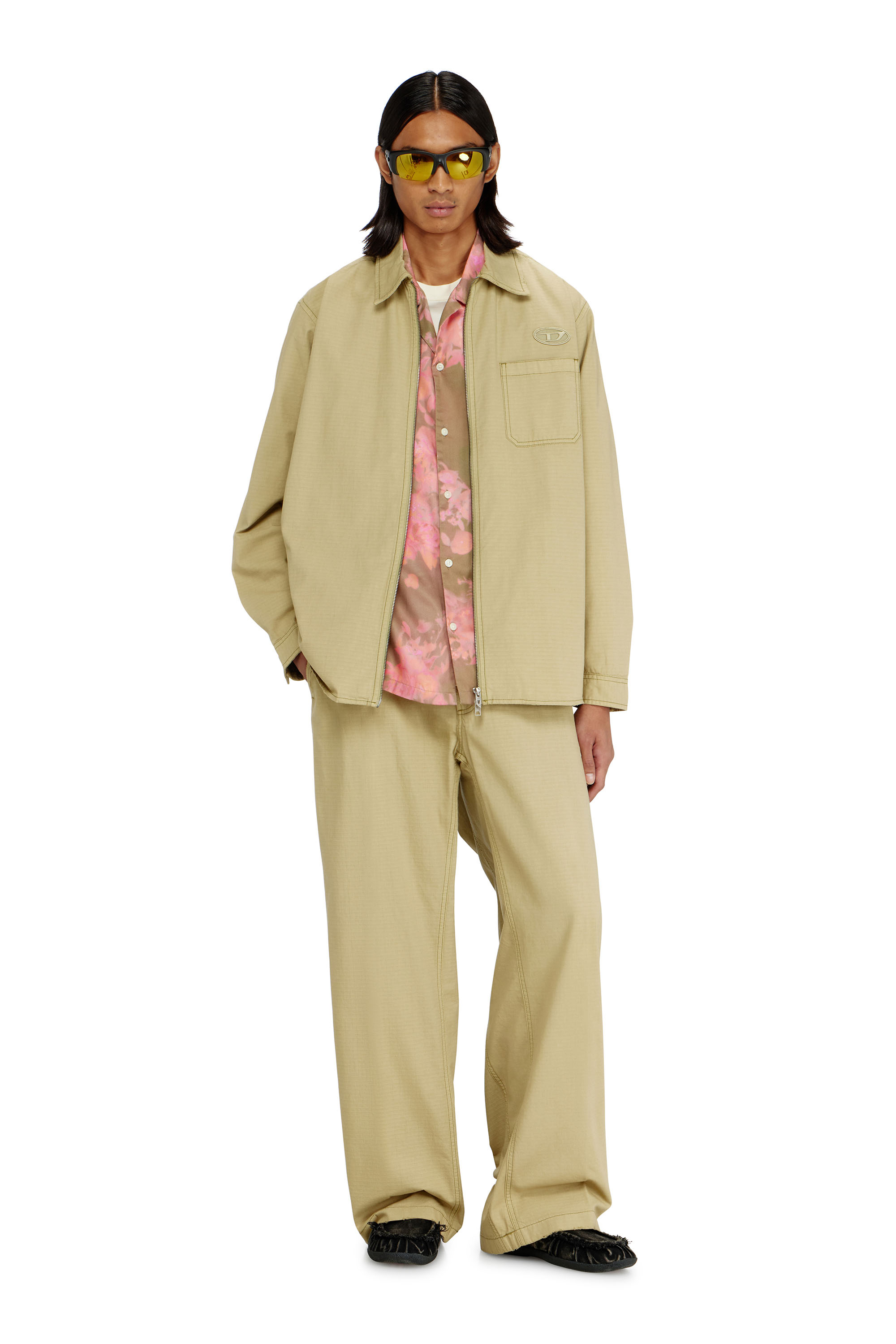 Diesel - S-ALIAS-ZIP, Male's Ripstop shirt with zip closure in null - 2