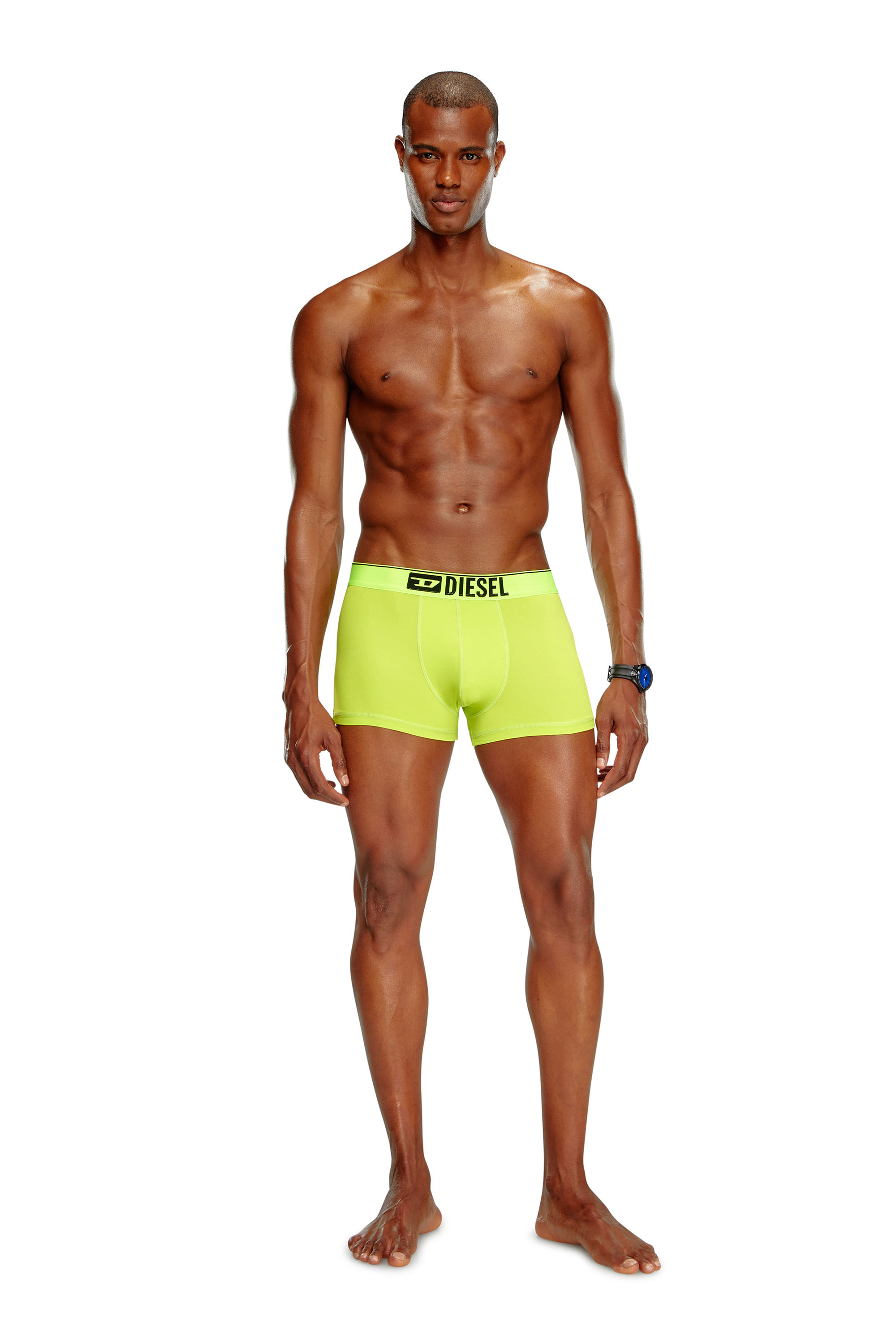 Diesel - UMBX-DAMIEN-CUT, Man's Microfibre boxer briefs with logo waist in Yellow Fluo - 2