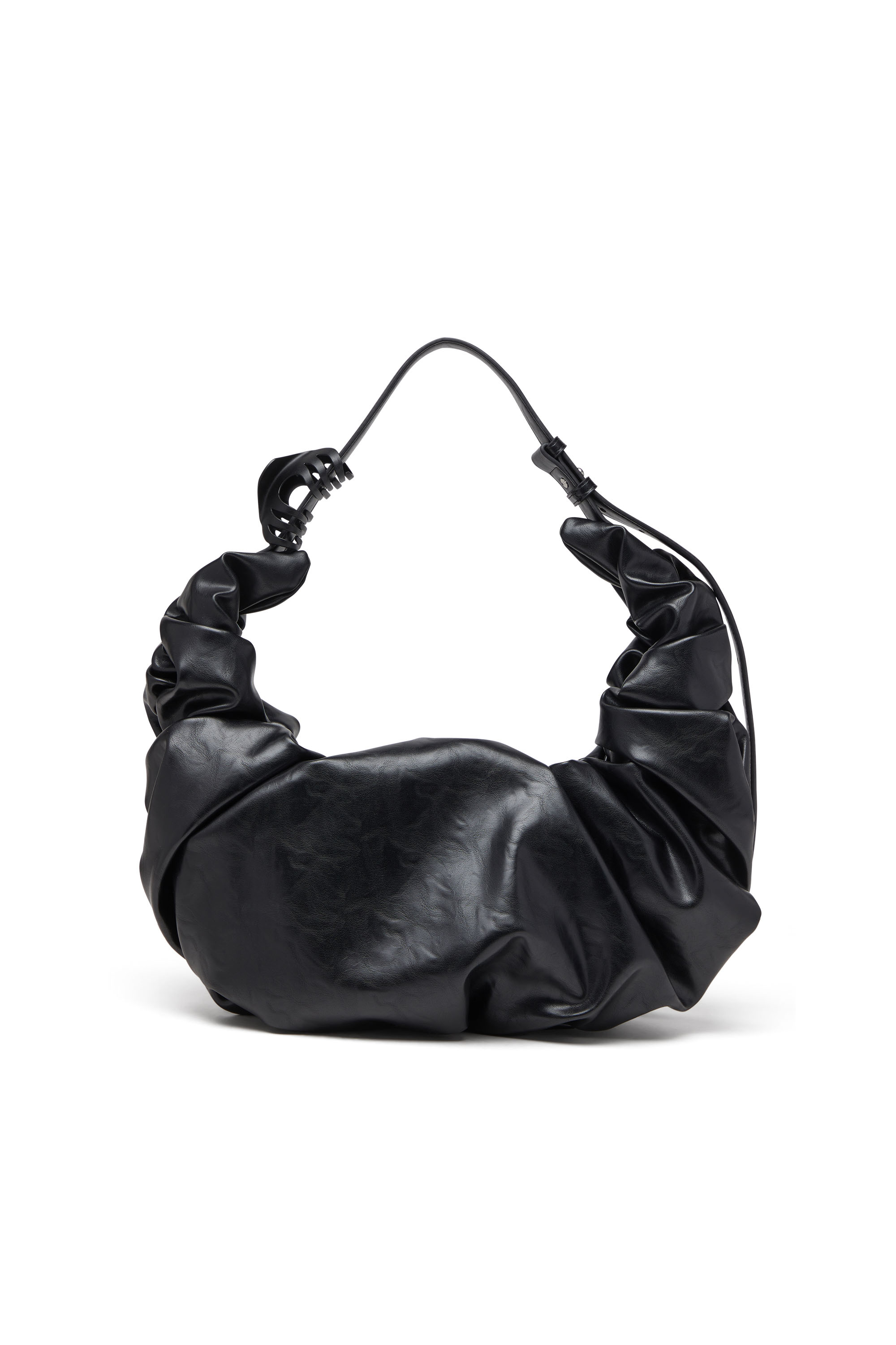 Diesel - GRAB-D HOBO L, Female's Grab-D L-Large scrunched hobo bag in shiny PU in Black - 2