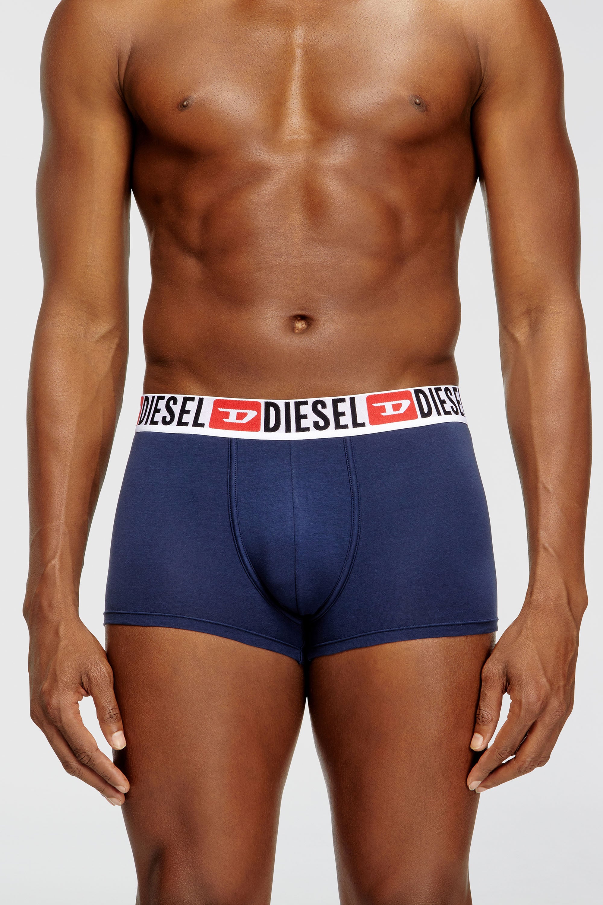 Diesel - UMBX-DAMIENTHREEPACK, Man's Three-pack of all-over logo waist boxers in Blue - 1