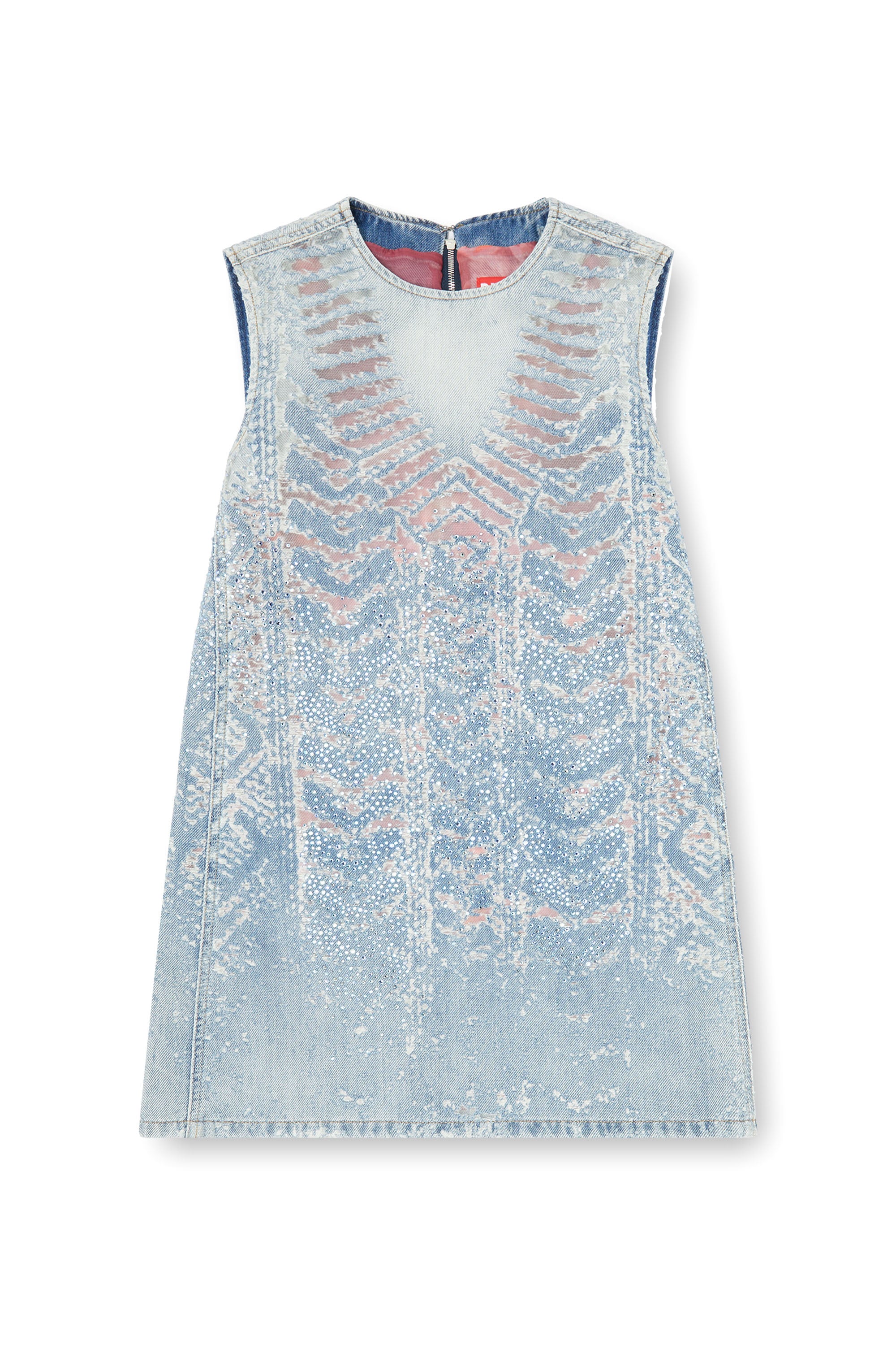 Diesel - DE-MYRELA-S, Vestido mini de denim microstone devor&eacute; Mujer in ToBeDefined - 3
