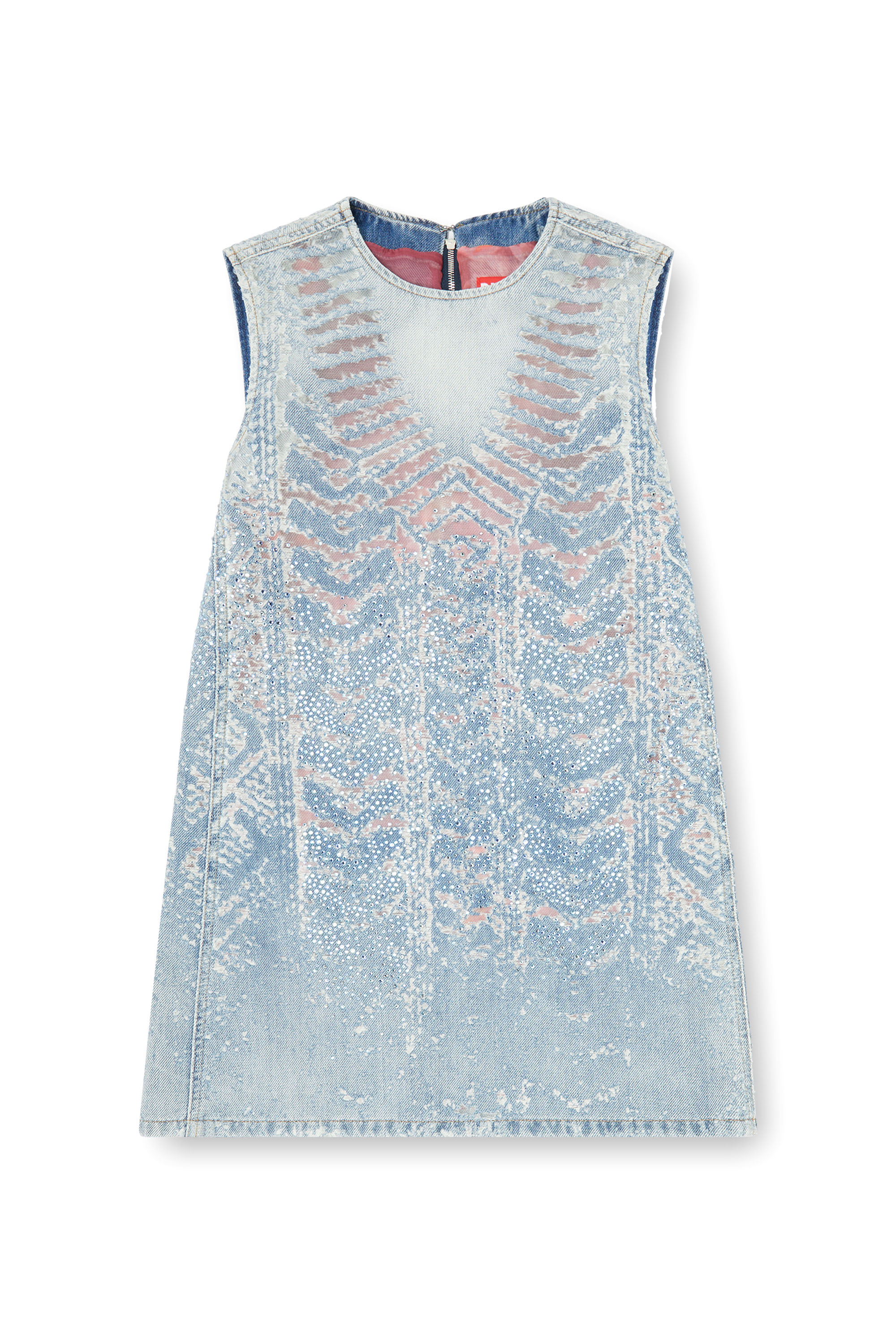 Diesel - DE-MYRELA-S, Robe courte en denim microstone devor&eacute; Femme in ToBeDefined - 2