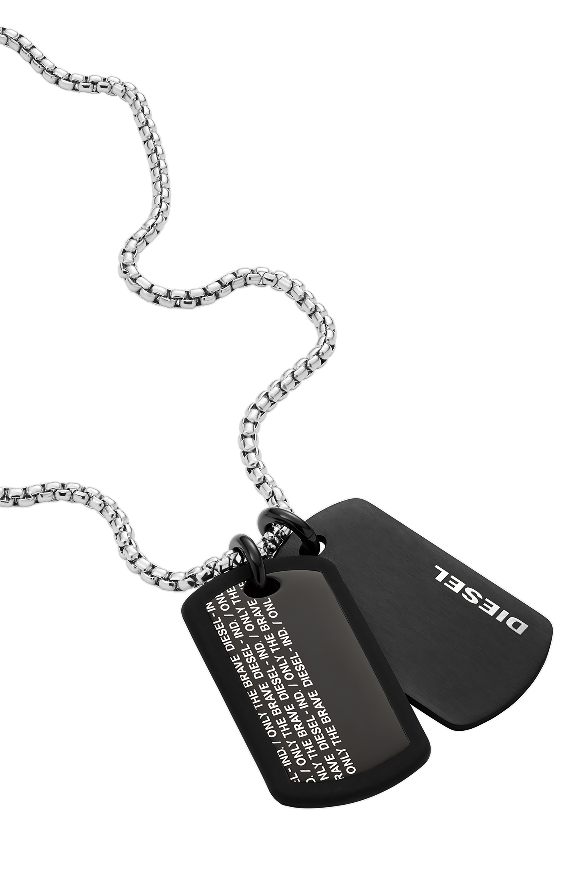 Diesel - DX1287, Collier en acier inoxydable avec double plaque Homme in Noir - 1