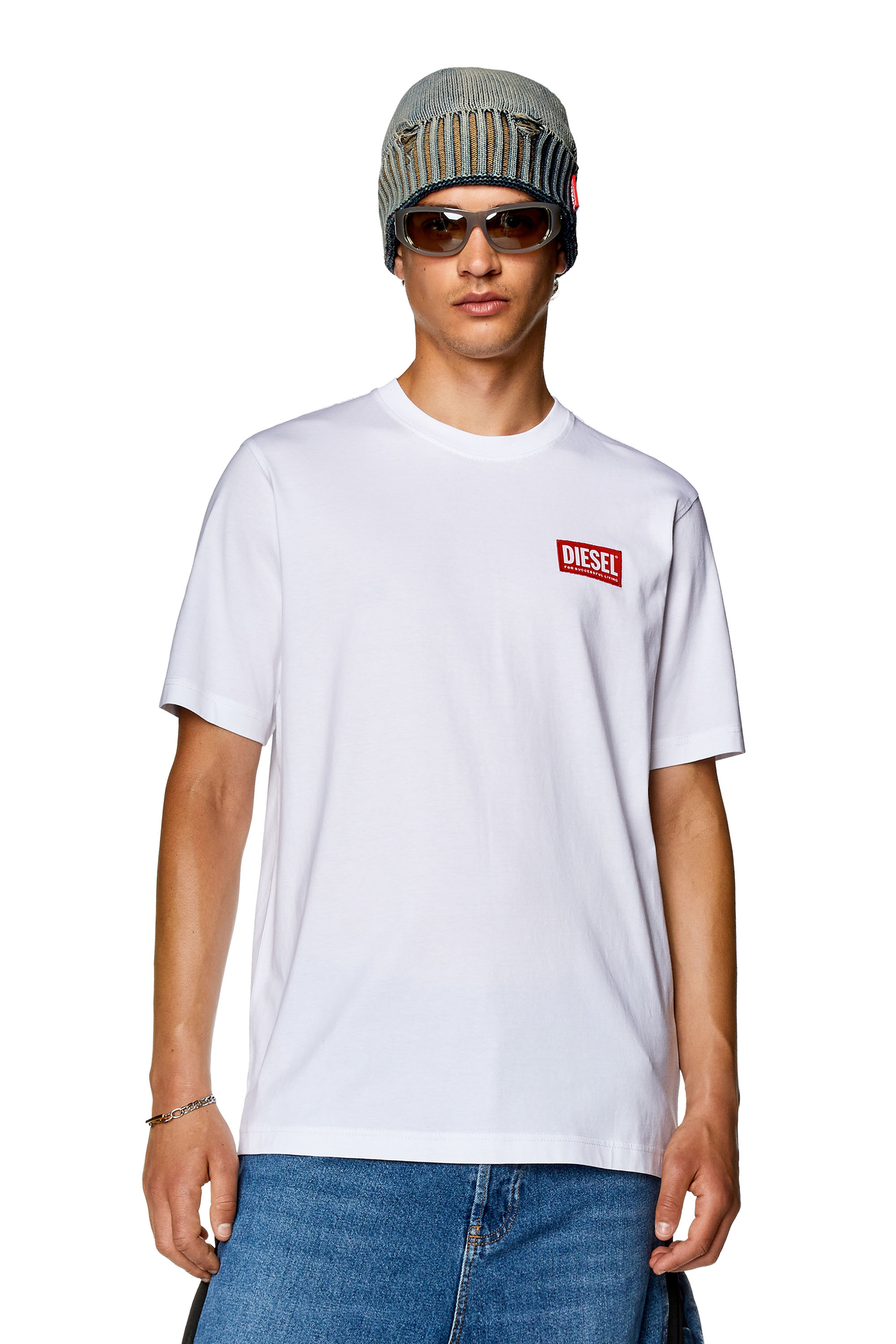 Men's T-shirt with logo patch | White | Diesel