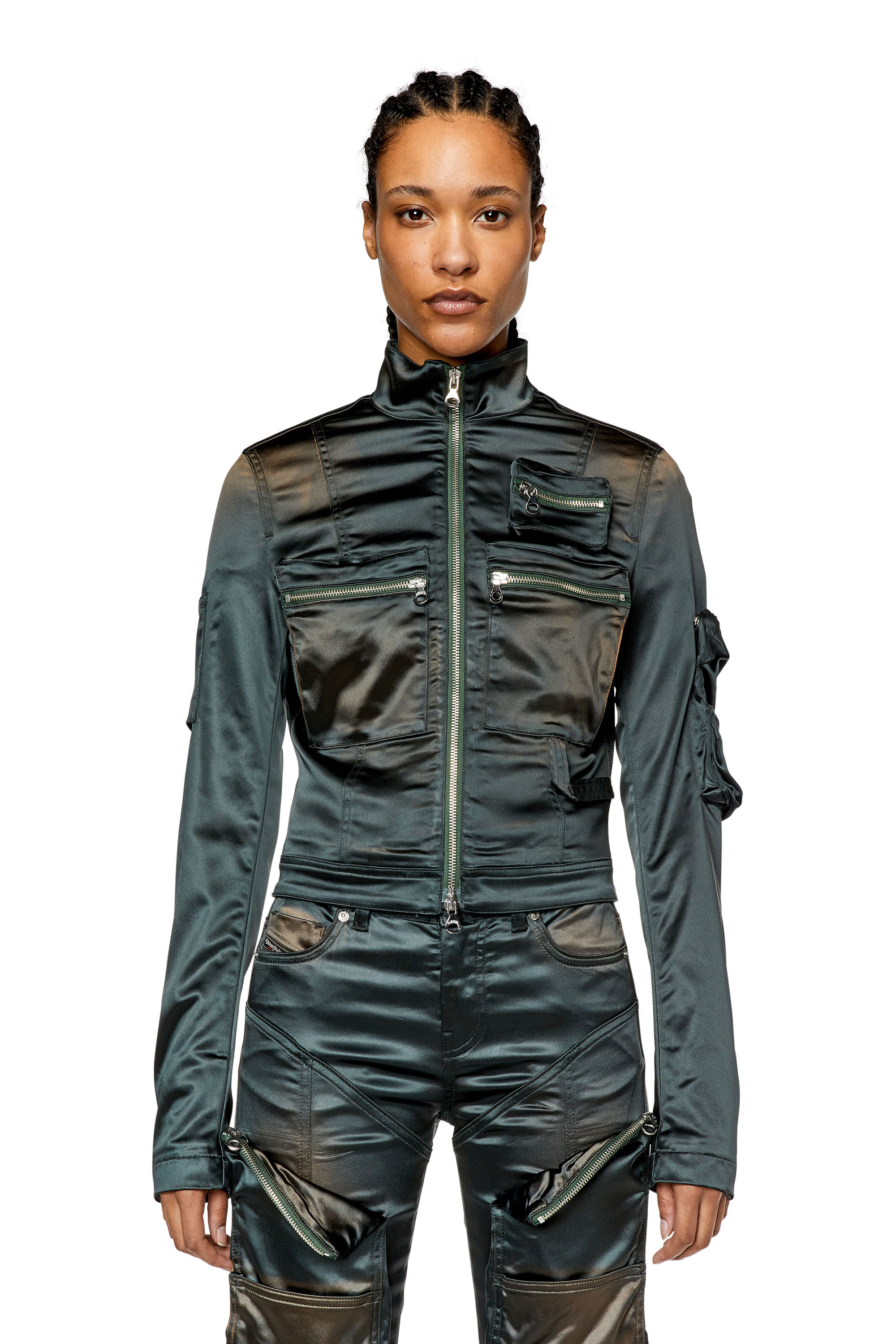 G-LANDY Woman: Utility jacket in shiny satin | Diesel