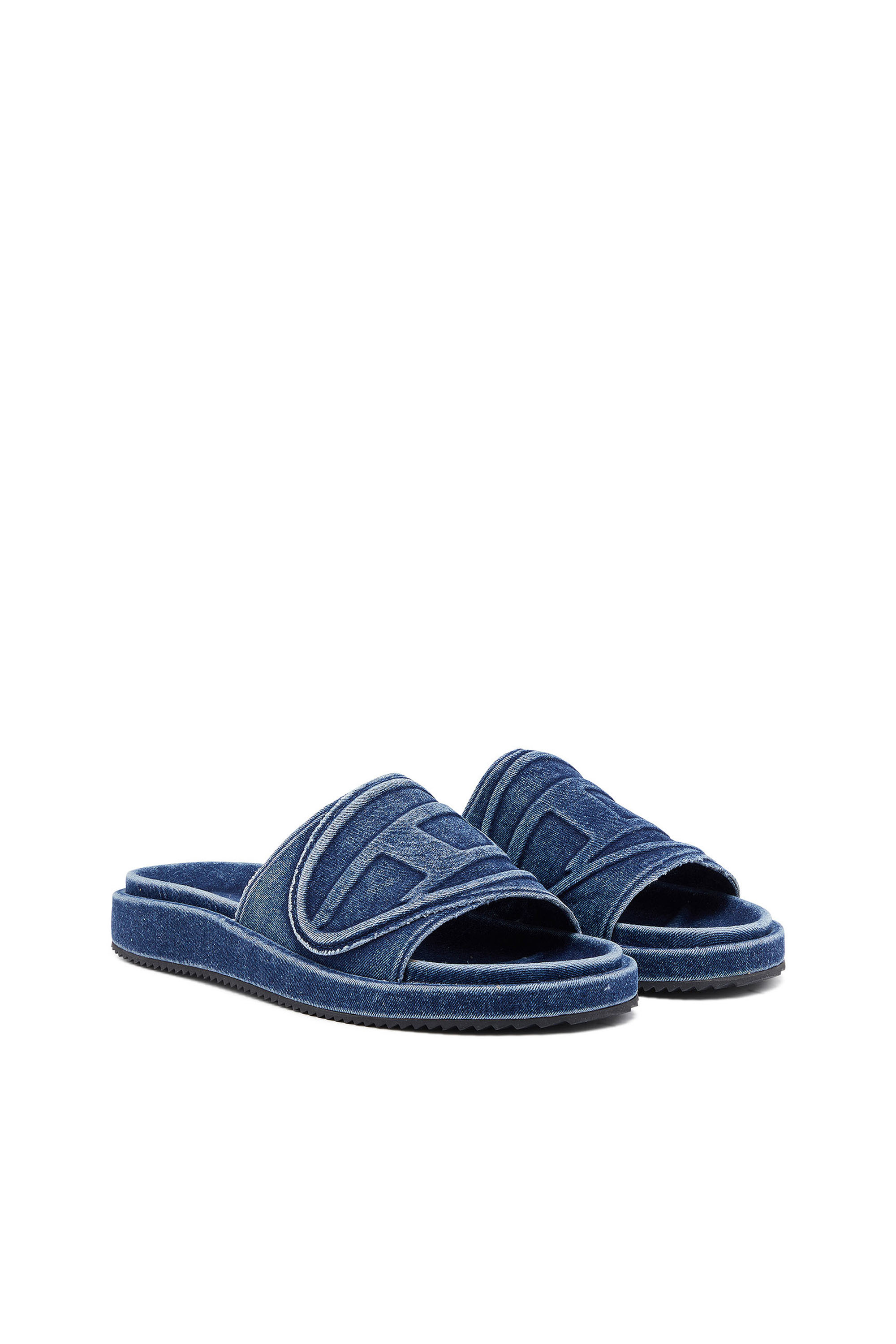 Diesel - SA-SLIDE D OVAL, Unisex's Sa-Slide D-Denim slides with embossed strap in Blue - 3