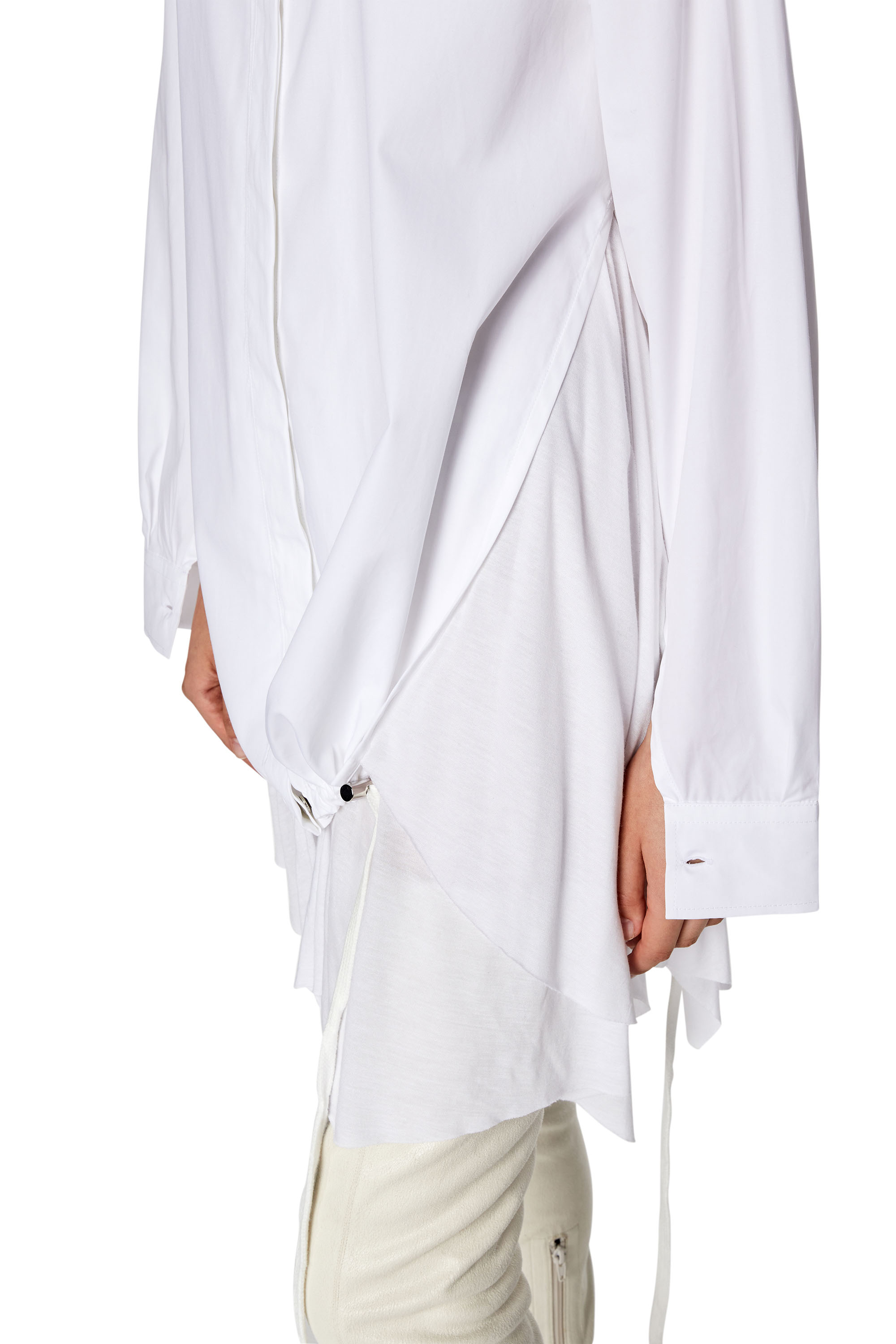 Diesel - C-ENTEL, Vestido camisero con ribete con vuelo Mujer in Blanco - 3