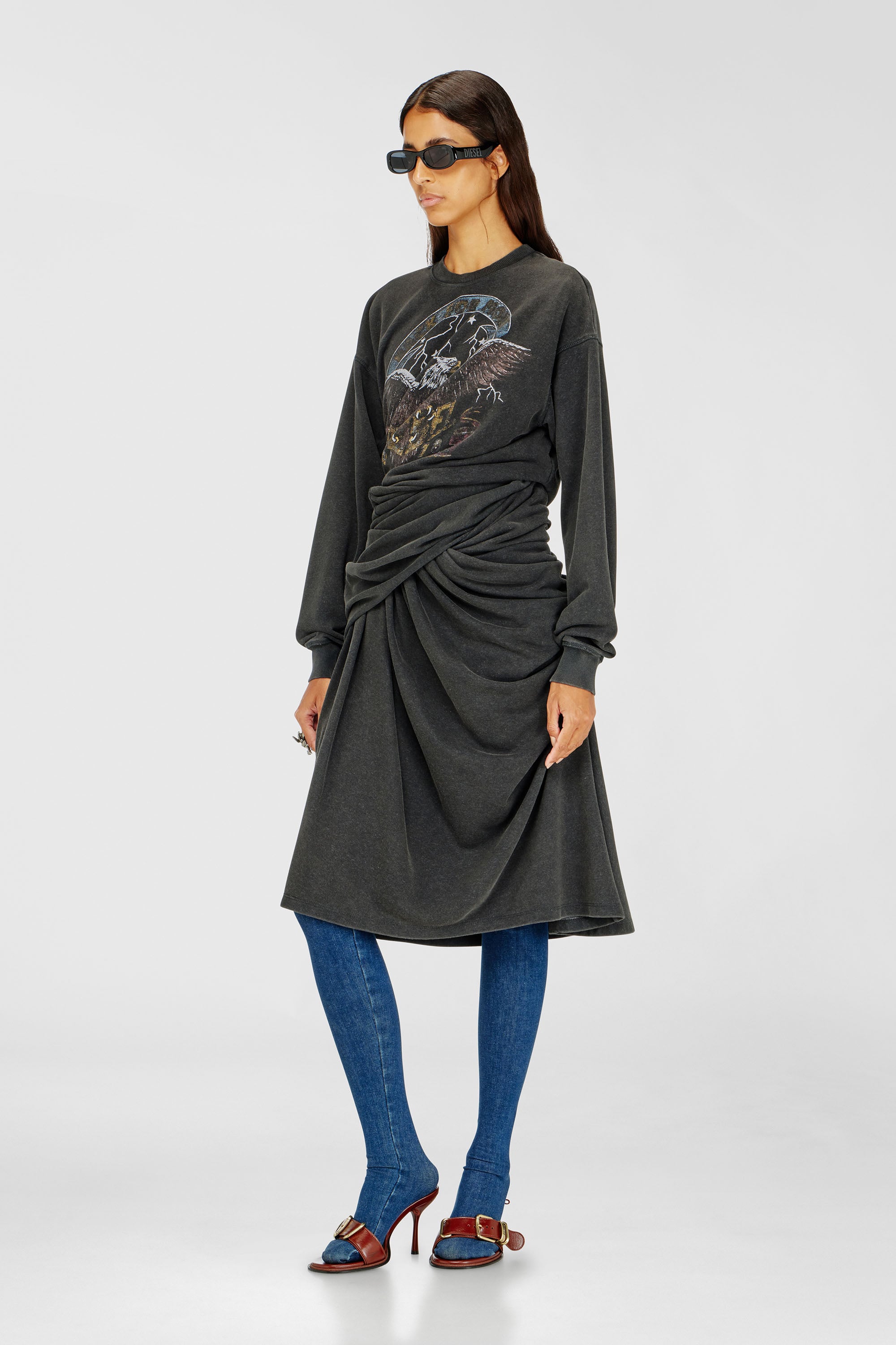 Diesel - D-NENCY, Female's Sweatshirt dress with concert graphics in null - 1