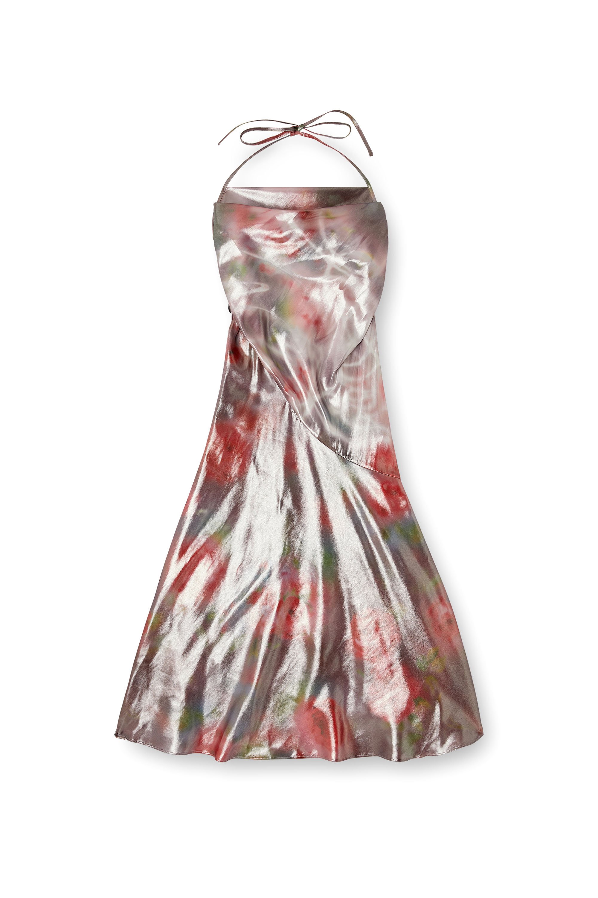 Diesel - D-EBRA, Vestido midi met&aacute;lico con estampado de rosas Mujer in Multicolor - 3