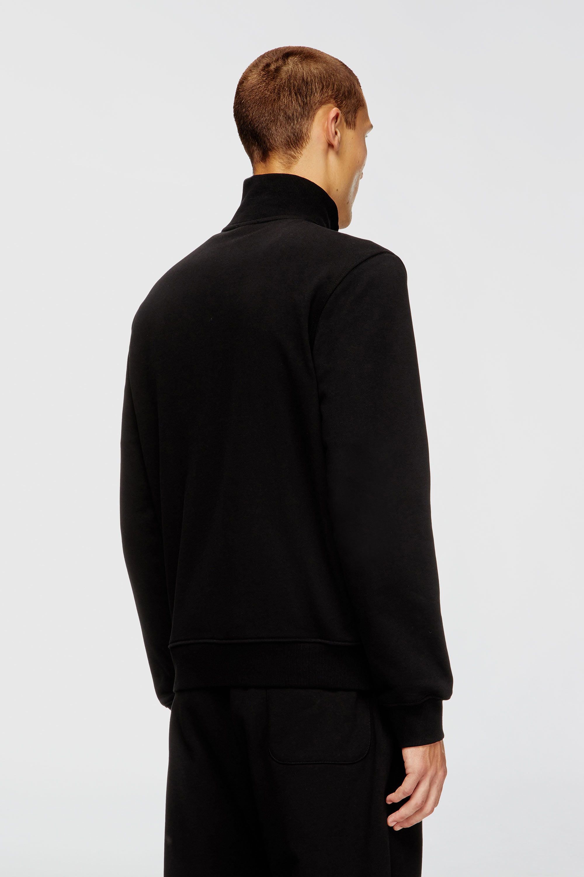 Diesel - S-GINNI-ZIP-OD, Sweat-shirt zipp&eacute; avec logo m&eacute;tallis&eacute; Homme in Noir - 4