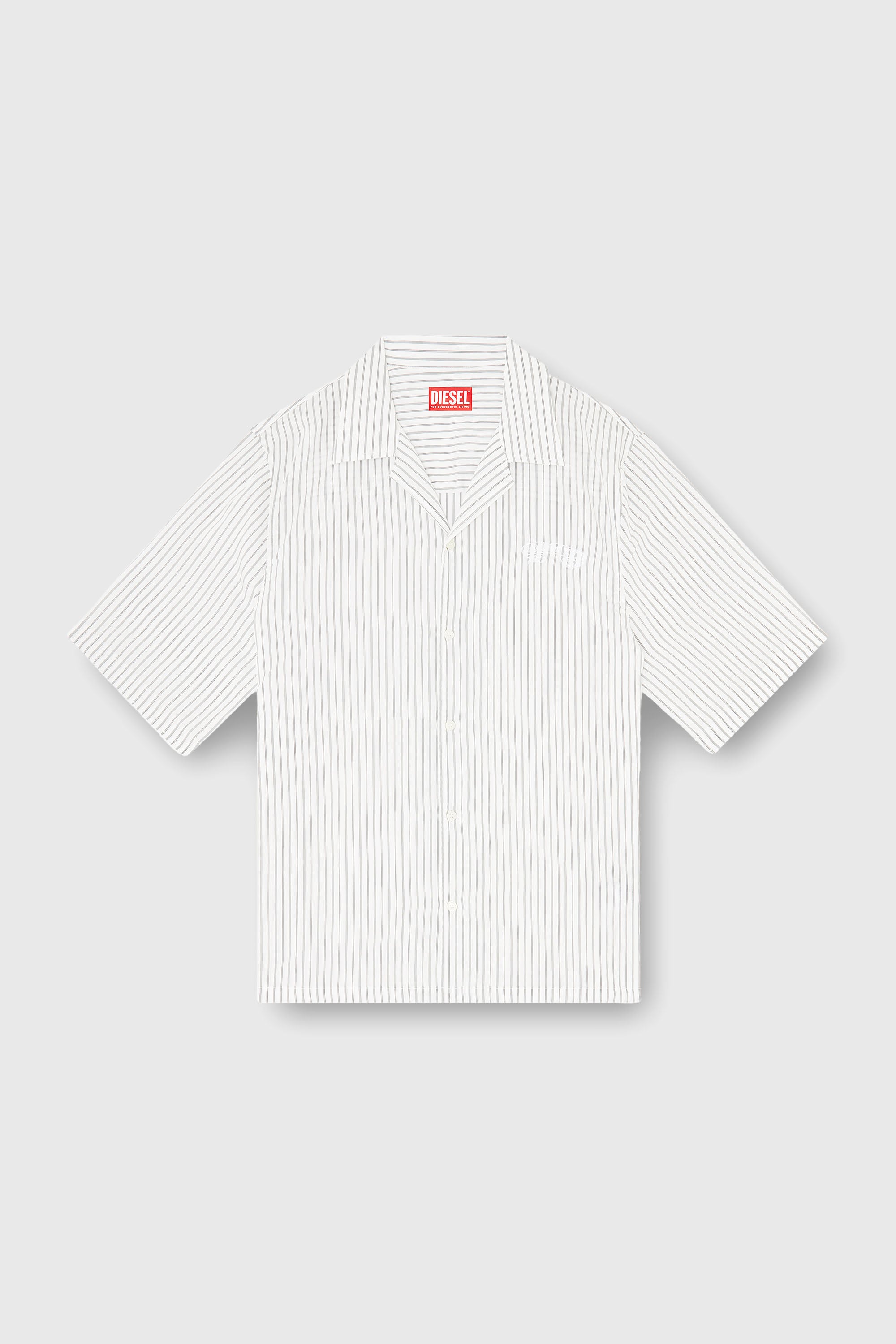 Diesel - S-MAC-EFBV, Male's Half-sleeve shirt in pinstripe modal in White/Grey - 2