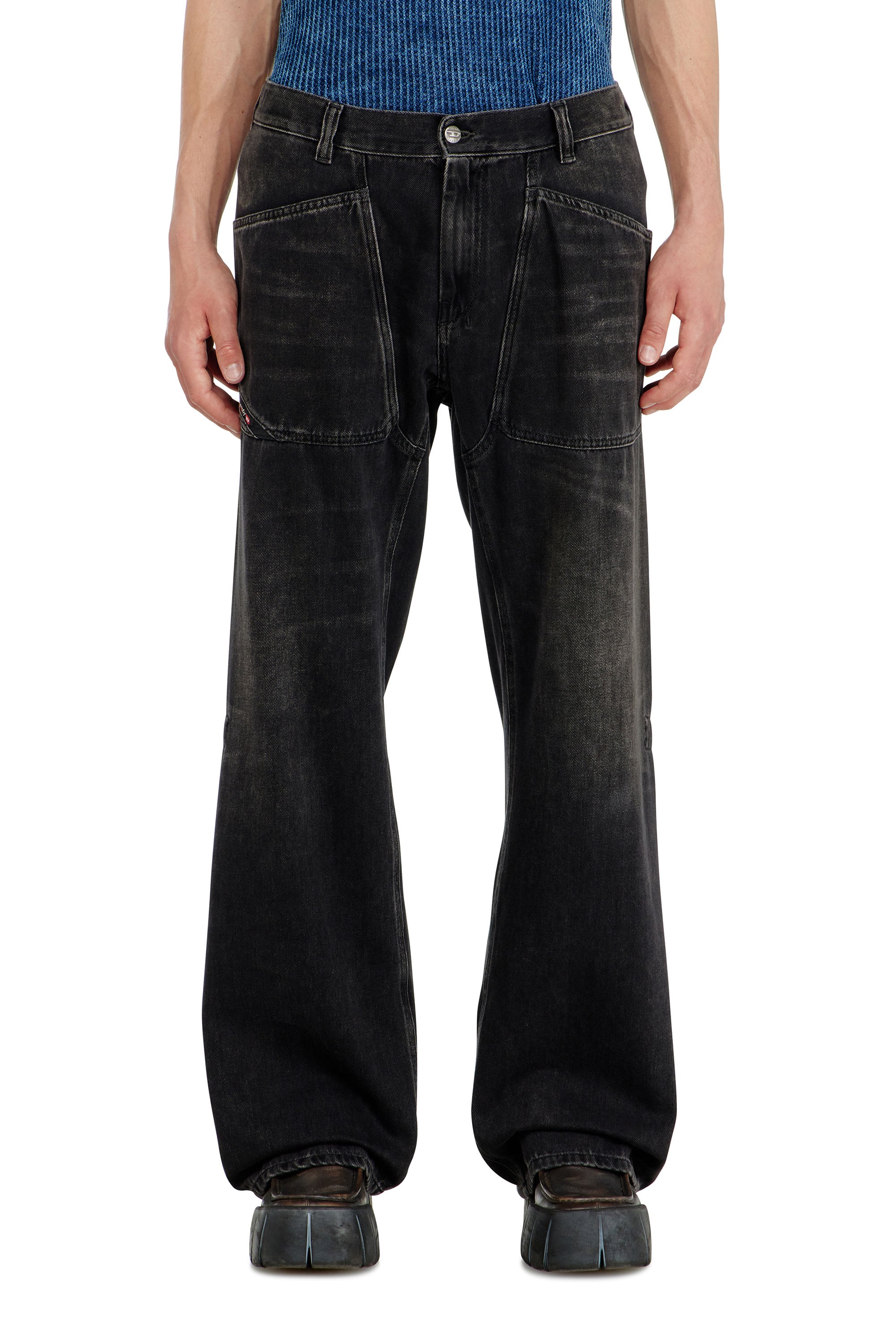 Diesel - Man's Relaxed Jeans D-Zeta 09J96, Black/Dark grey - 4
