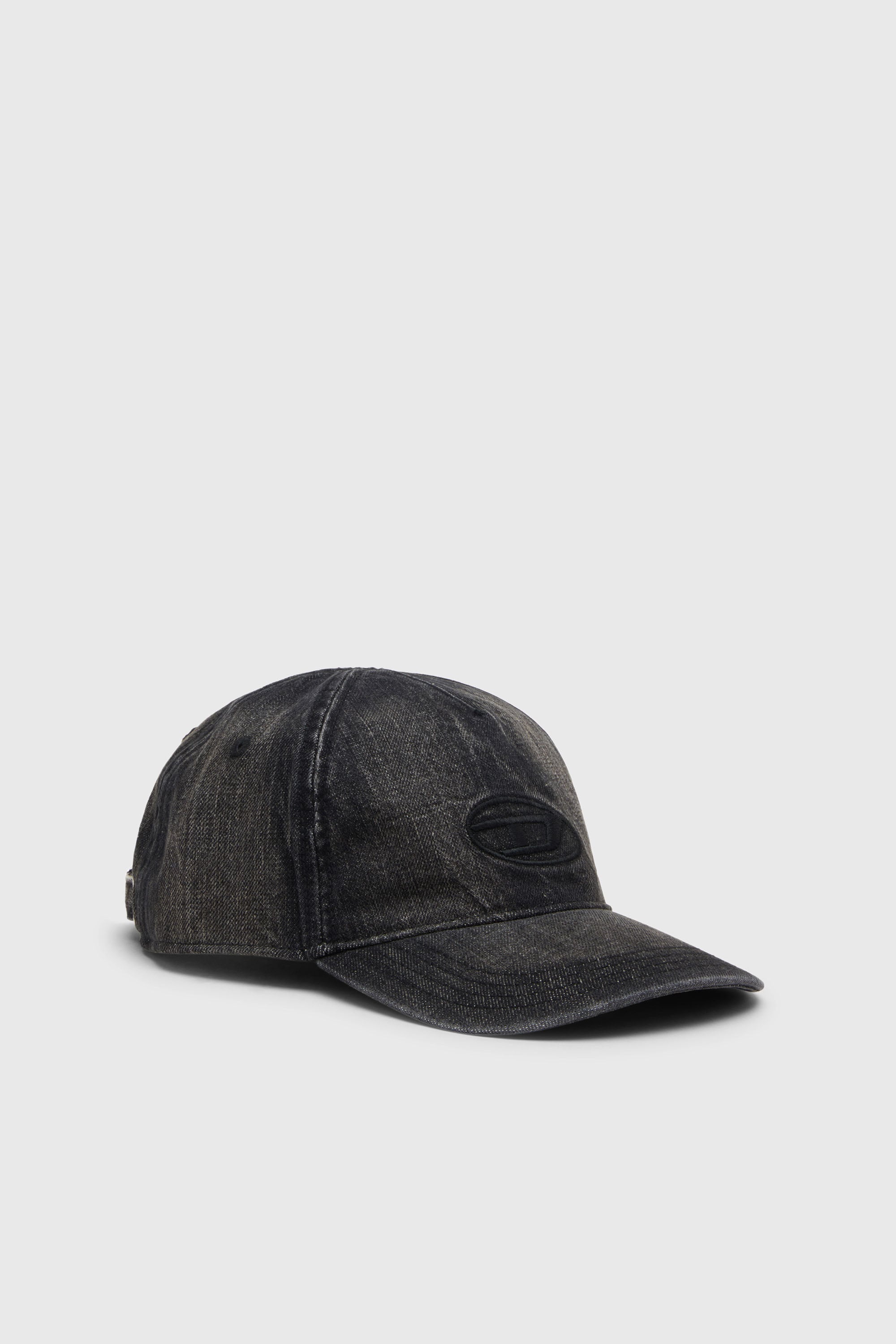 Diesel - C-ENIC, Casquette en denim avec d&eacute;tails effiloch&eacute;s et logo brod&eacute; Homme in Noir - 1