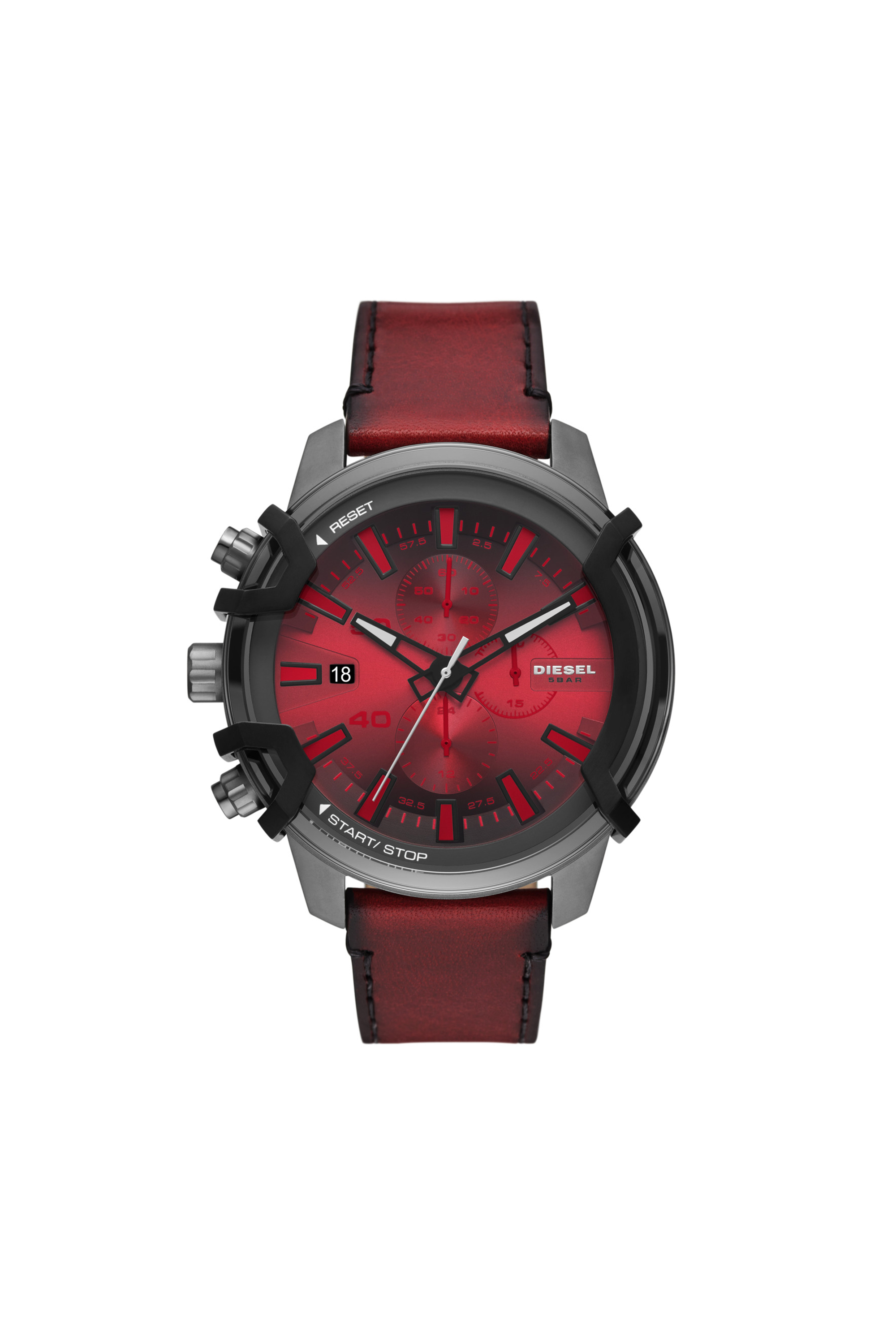 Griffed chronograph red Leather watch