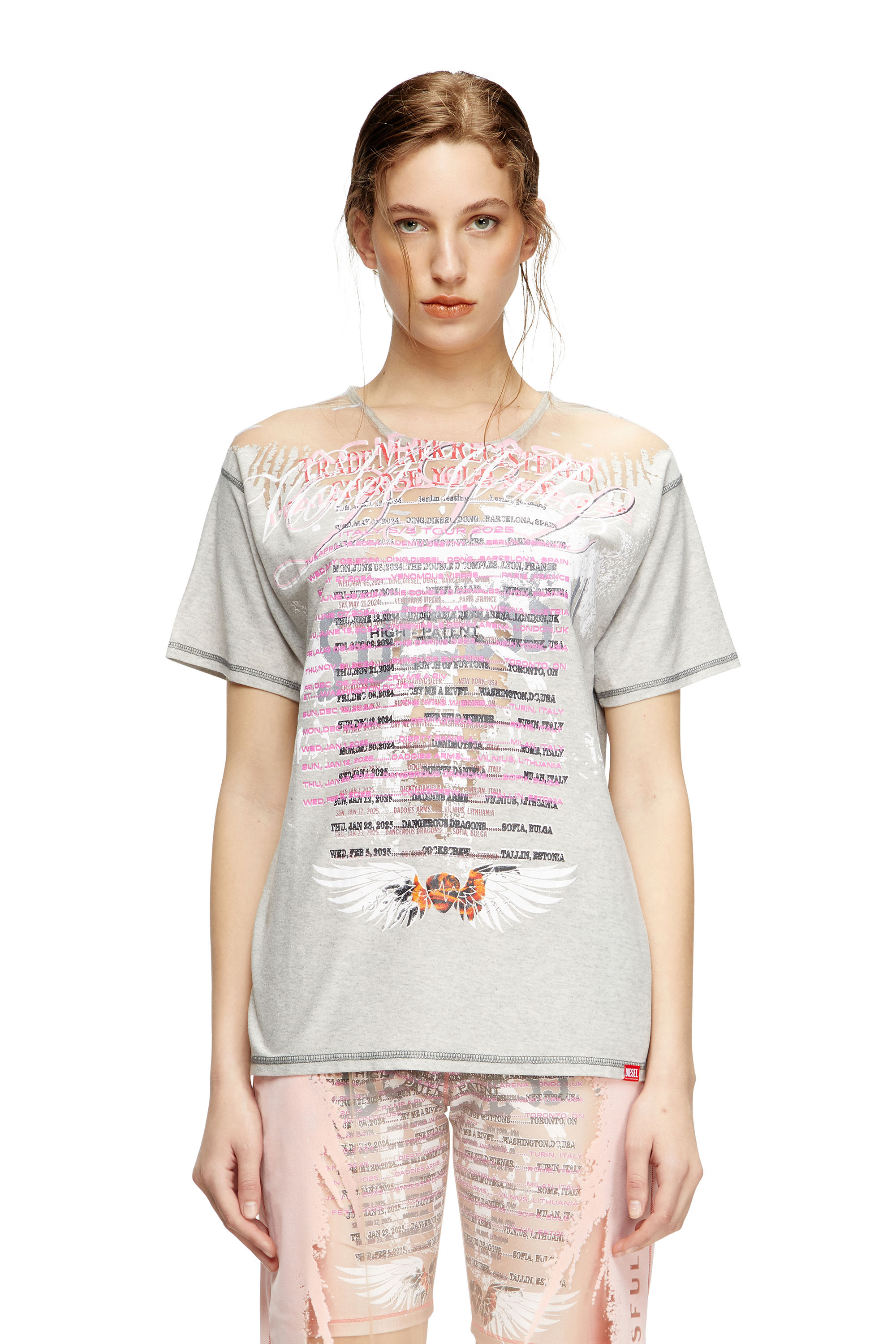 Diesel - T-NORMAC, Female's Crew neck T-shirt with lyrics print in Grey - 3