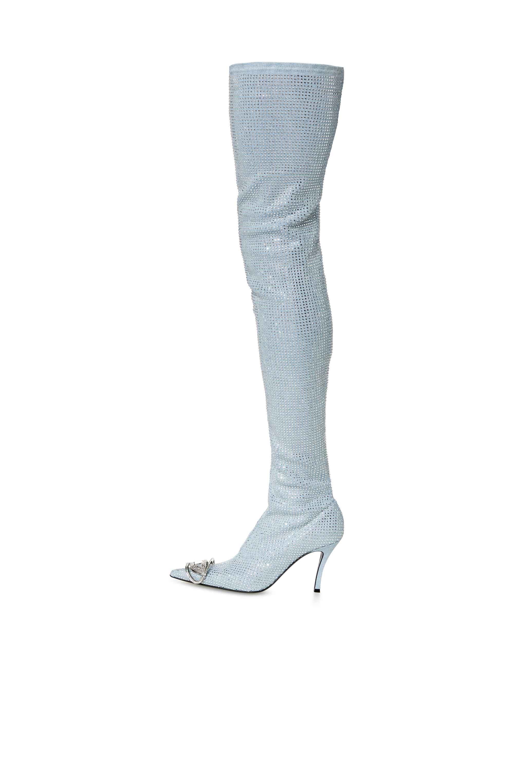 Diesel - D-VENUS TBT, Woman's D-Venus Tbt Boots - Over-the-knee boots in rhinestone denim in Azure - 6
