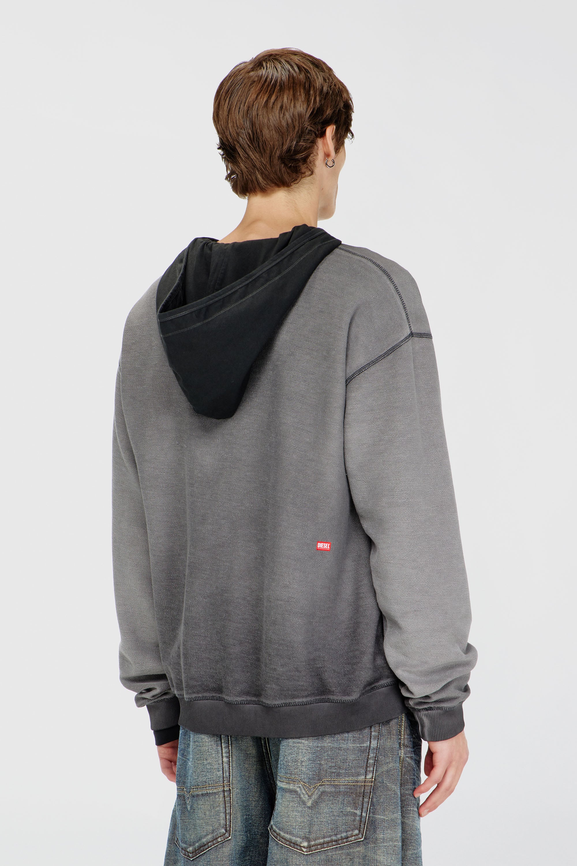 Diesel - S-ARON-RAW, Male's Sweatshirt with d&eacute;vor&eacute; print in Dark Grey - 2