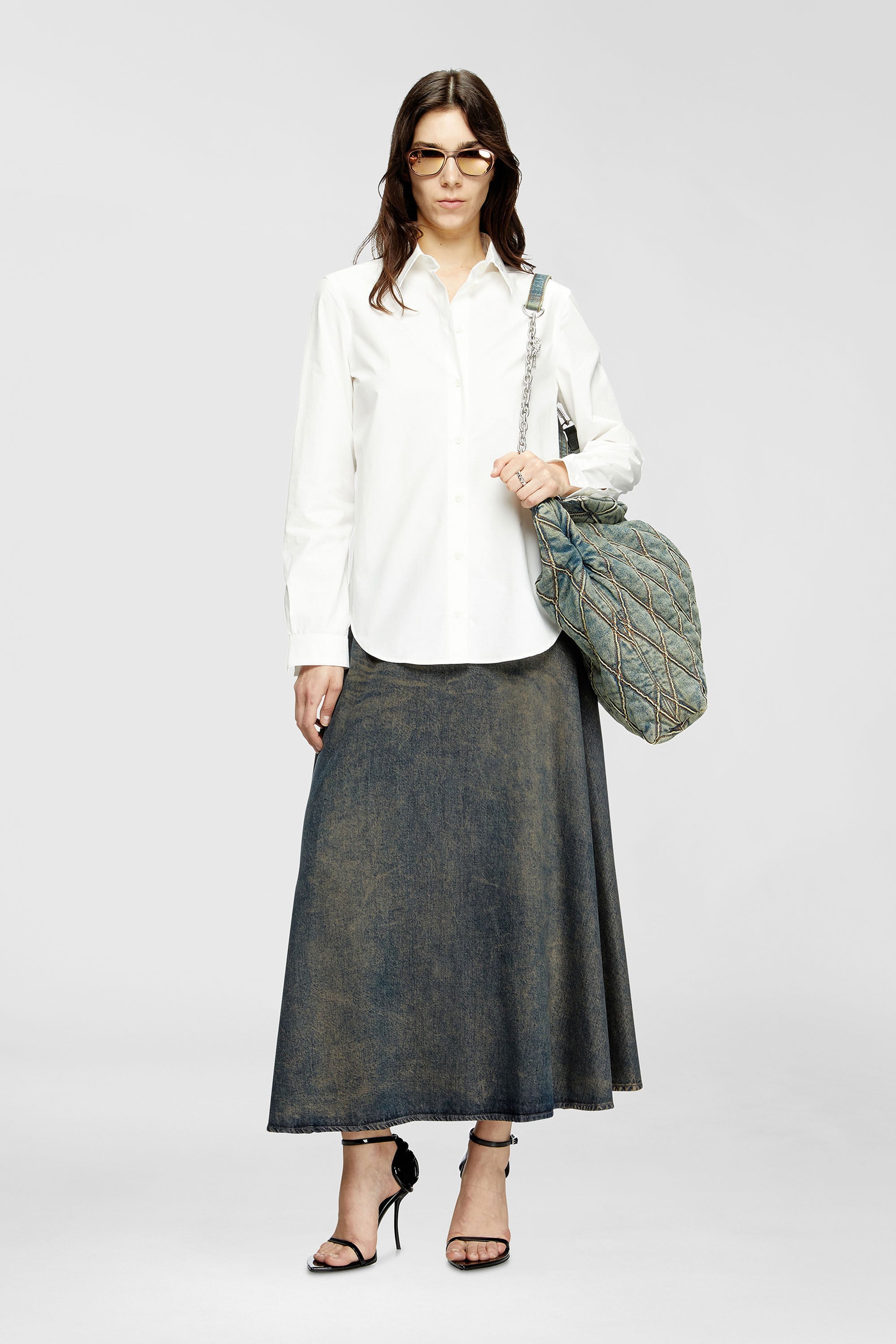 Diesel - CHARM-D HOBO, Charm-D-Bolso hobo grande en denim acolchado con motivo argyle Mujer in Azul marino - 2