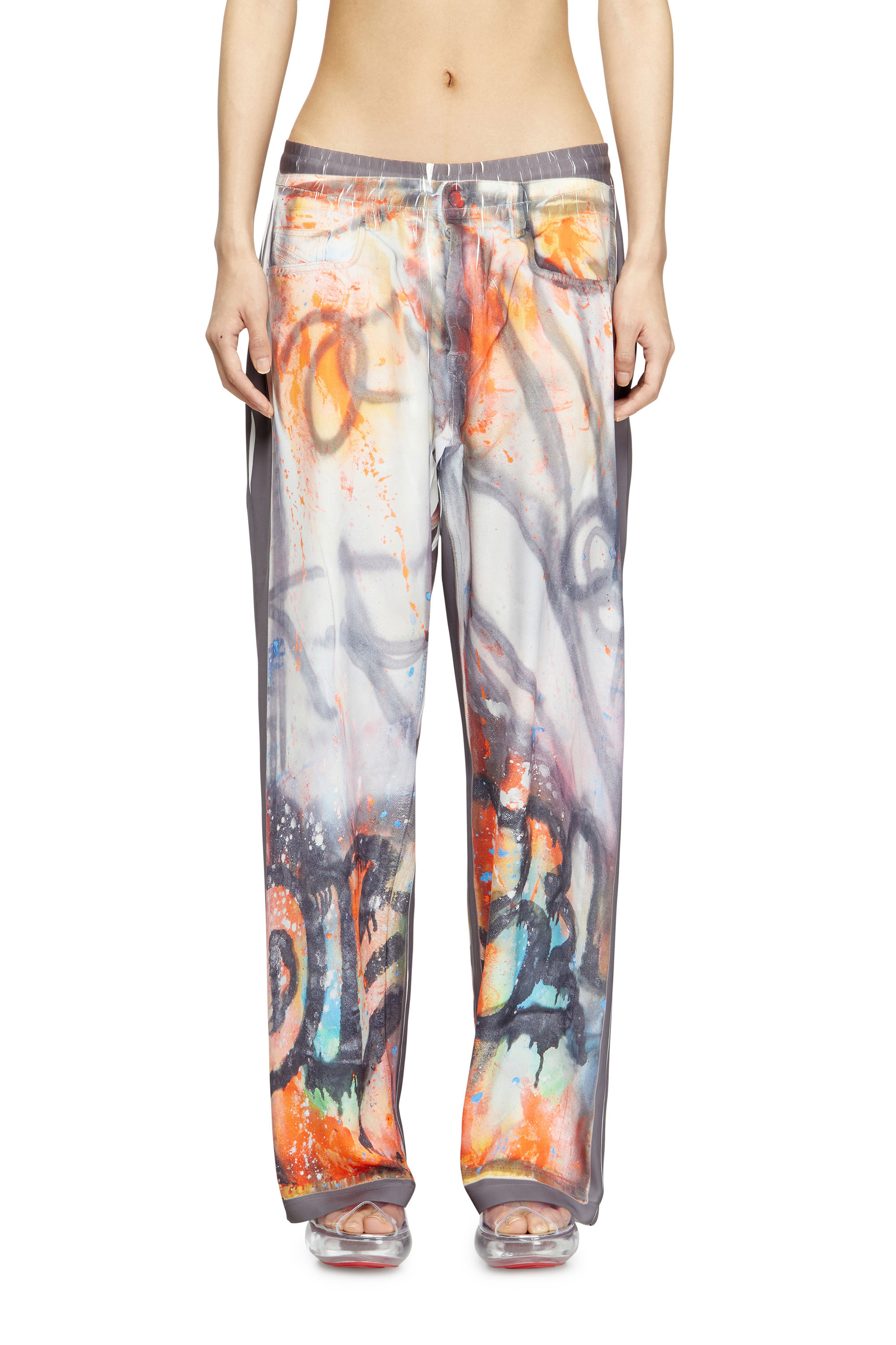 Diesel - P-AFTER-GRAFFITI-USA, Pantalon avec fit relaxed et imprimé graffiti Mixte in Gris - 4
