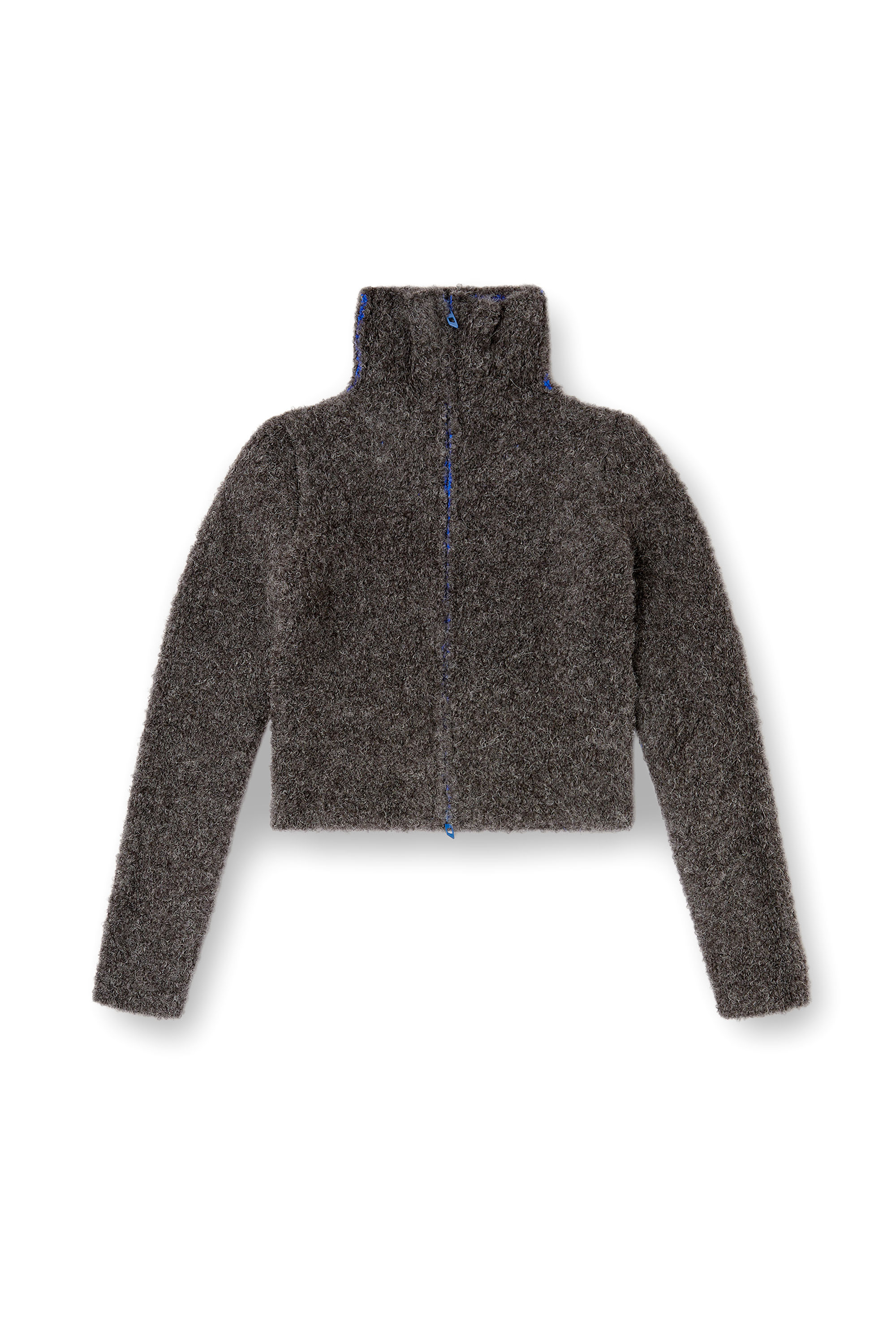 Diesel - M-ELEONERE, Woman's Zip cardigan with contrast interior in Dark grey - 4