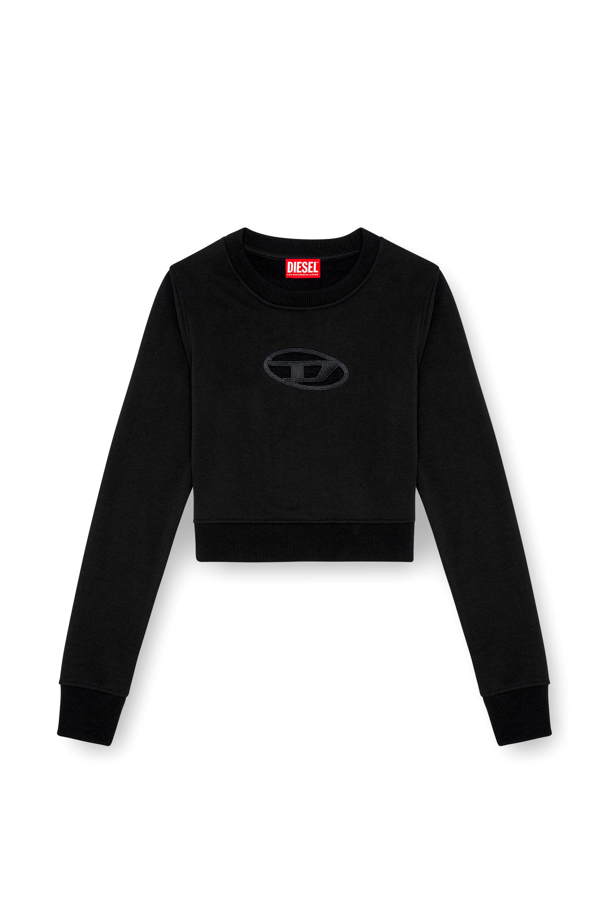 Diesel - F-SLIMMY-OD, Female's Cropped sweatshirt with cut-out logo in Black - 4