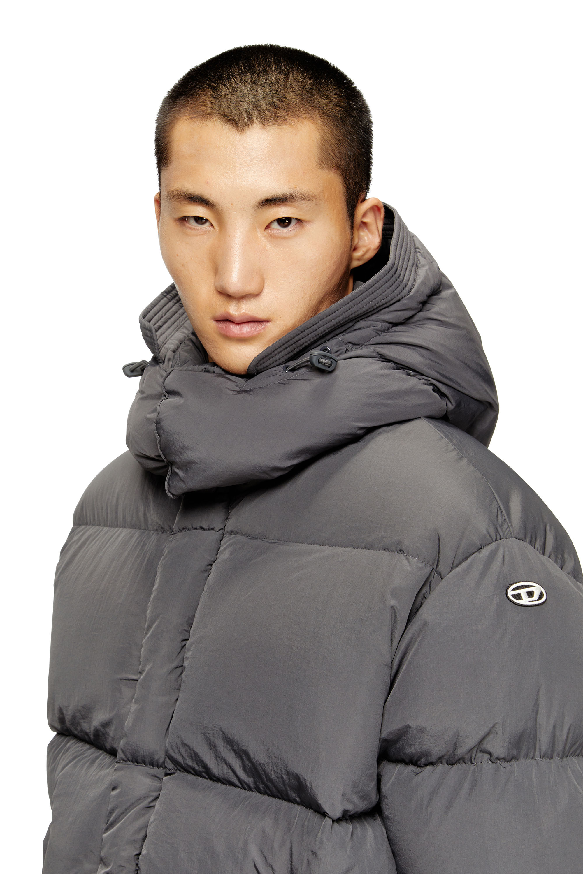 Diesel - W-ROLFYS, Man's Down jacket in recycled nylon taslan in Grey - 4