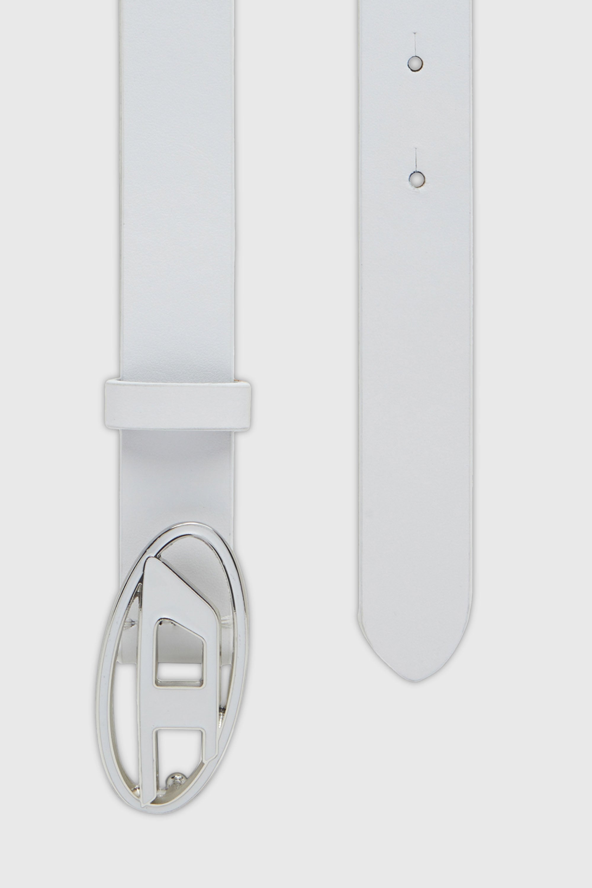 Diesel - B-1DR 25, Cintur&oacute;n 2.4 cm de cuero con hebilla Oval D esmaltada Mujer in Blanco - 2