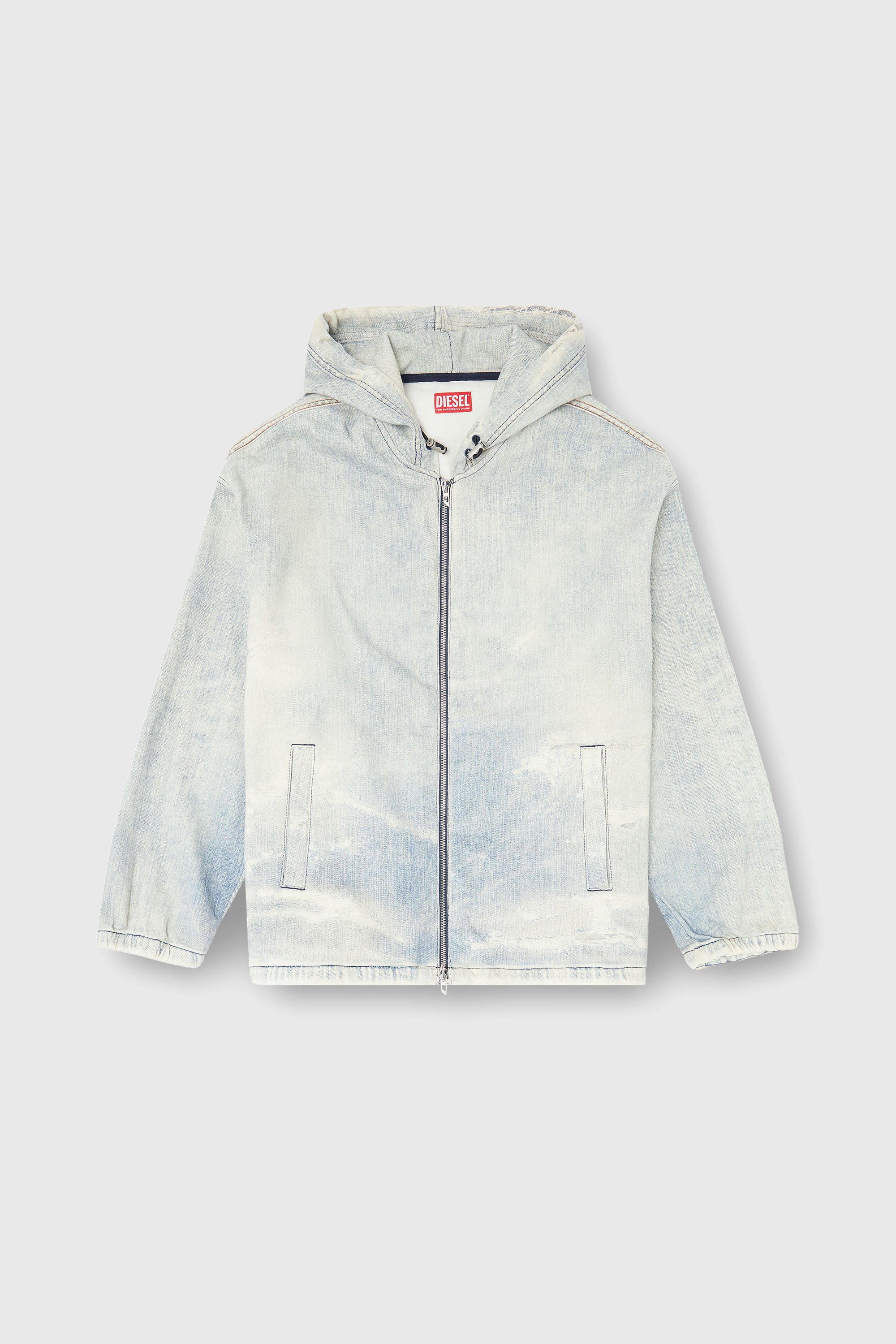 Diesel - D-WYNNY JOGG, Male's Hooded JoggJeans jacket with trompe l&rsquo;oeil in Light Blue - 1