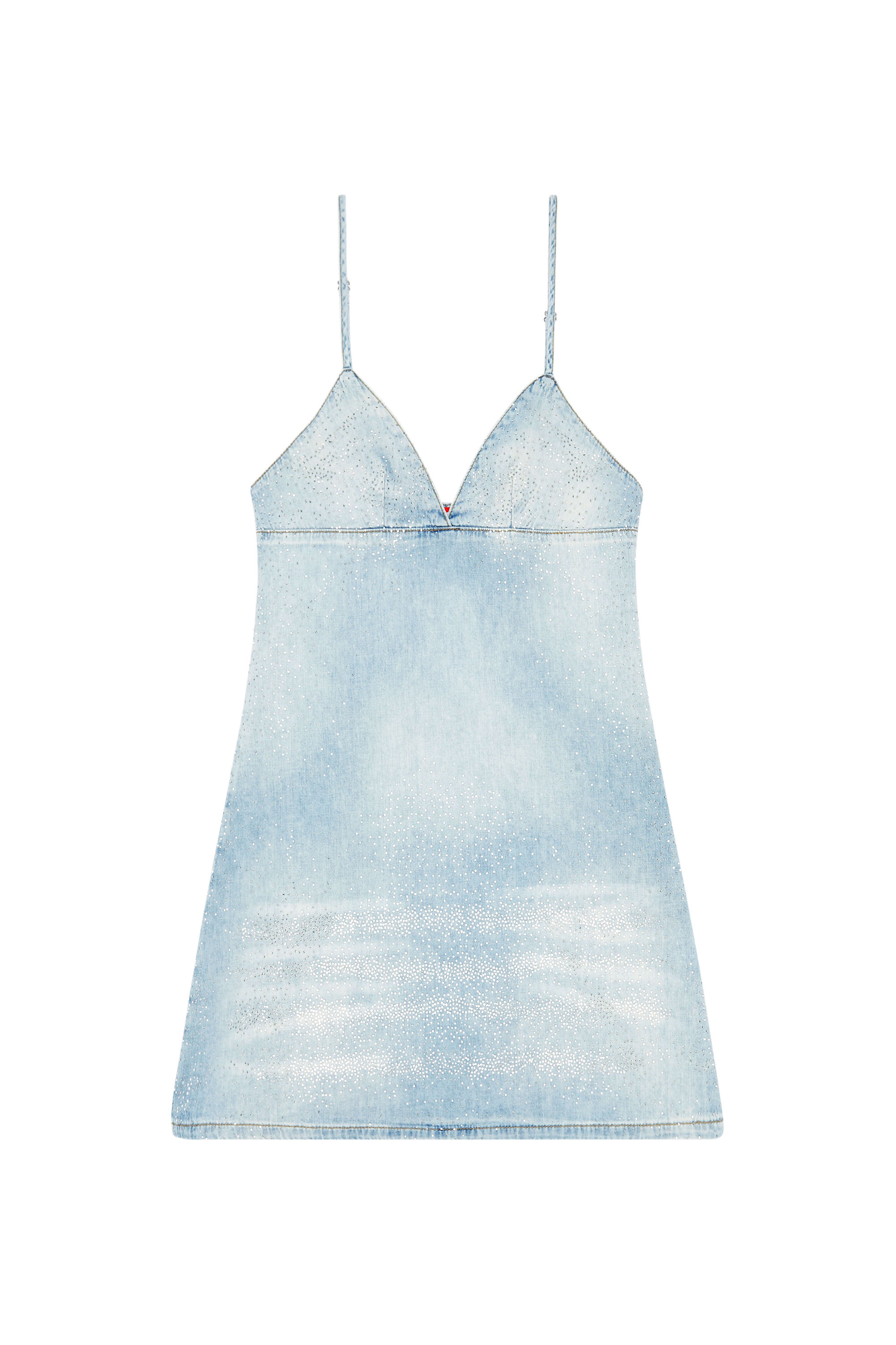 Women's Mini dress in micro-crystal denim | Blue | Diesel Women's Mini dress in micro-crystal denim | Blue | Diesel