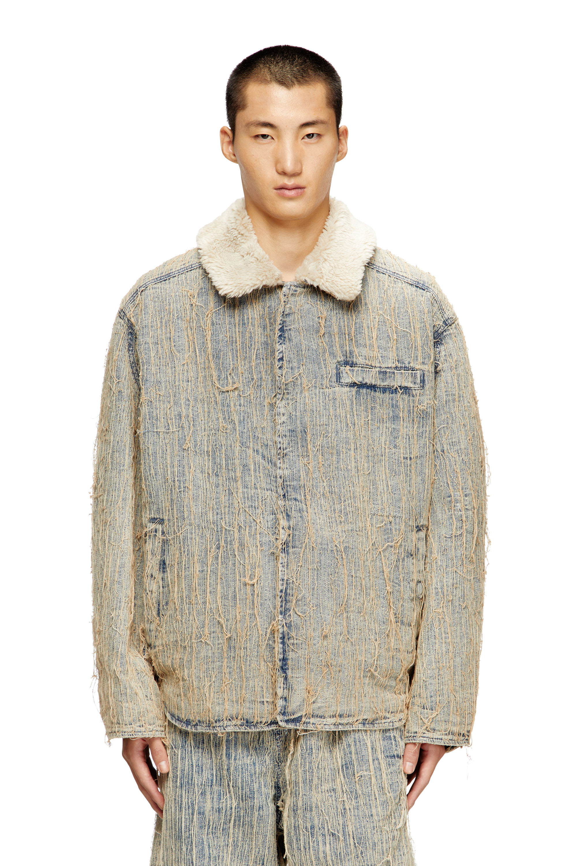 Diesel - D-IVAR-S, Male's Jacket in floating-thread jacquard denim in Light Blue - 1