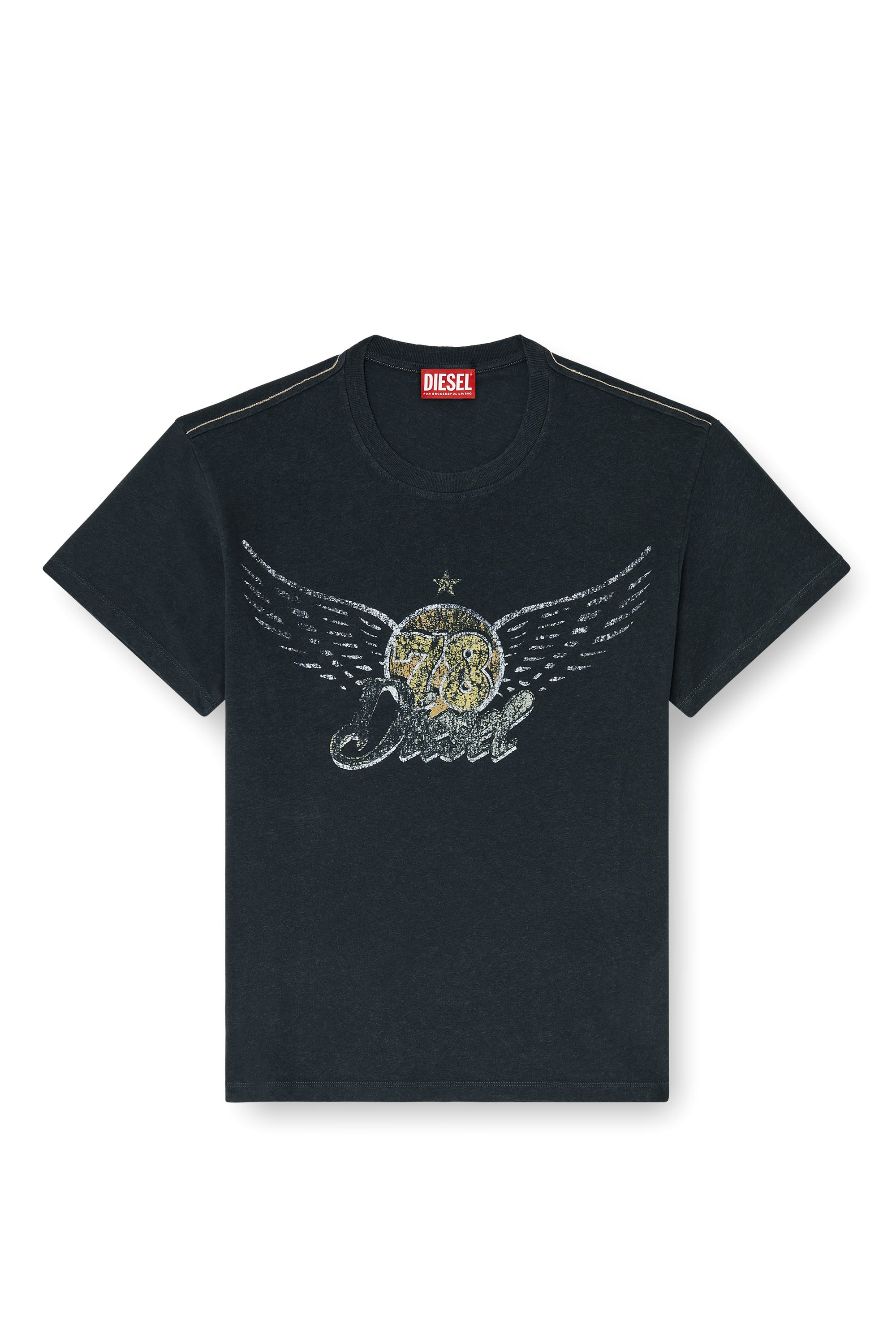 Diesel - T-GERIO-A, T-shirt en coton-chanvre avec motif concert Homme in Noir - 3