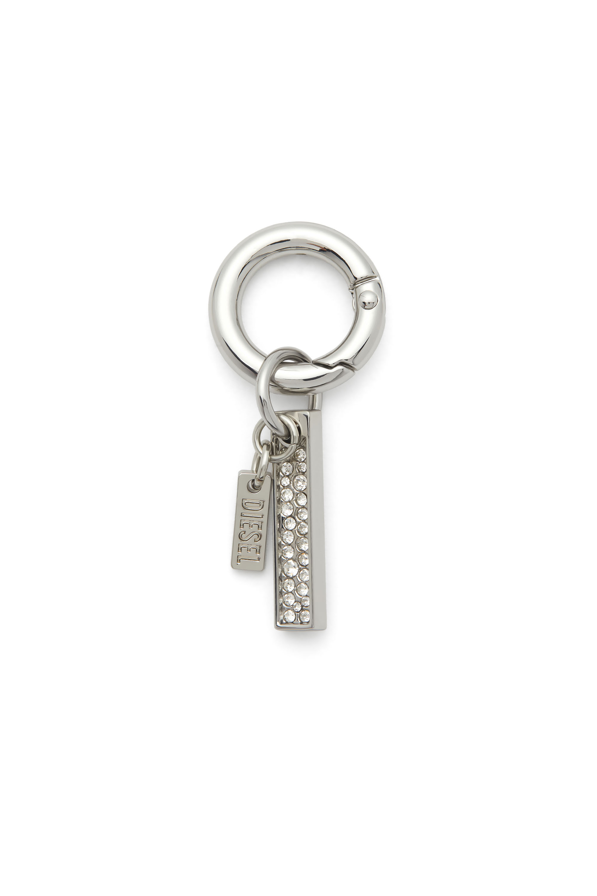 Diesel - CHARM-I, Unisex's Metal keyring with rhinestone pendant in Silver - 1