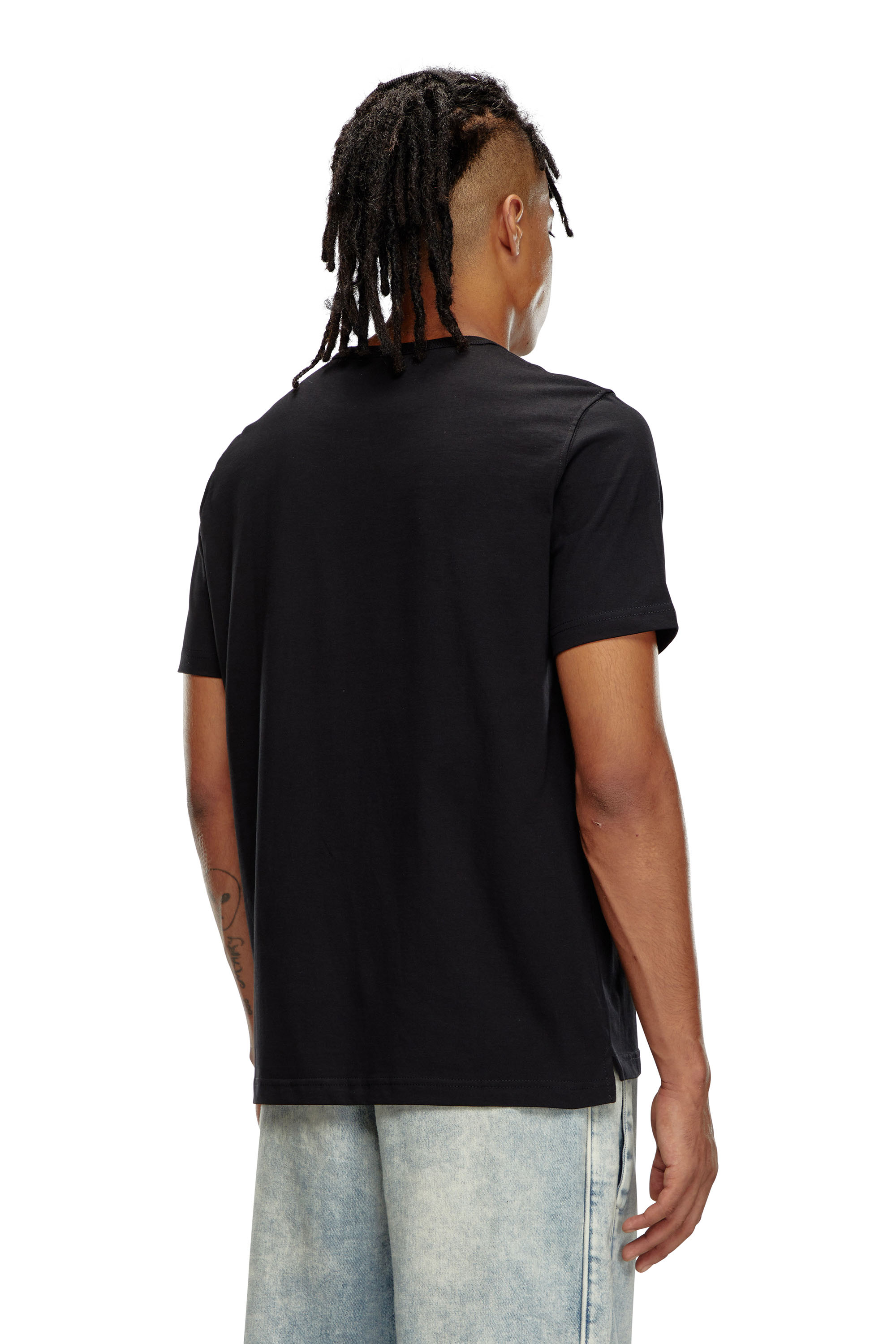Diesel - T-ADJUST-OD, Male's T-shirt with metallic Oval D in Black - 4