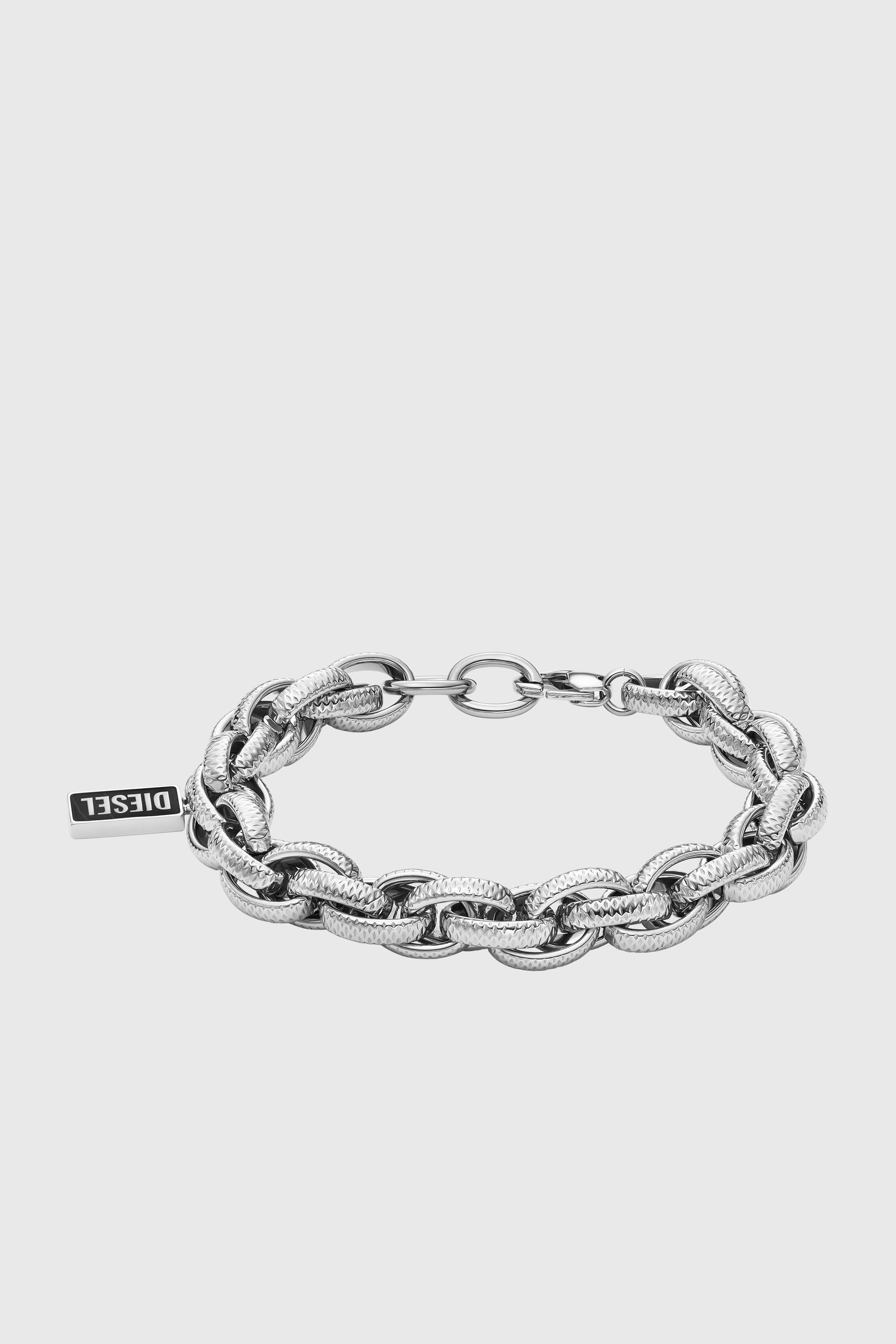 Diesel - DX1514, Pulsera de cadena de &aacute;gata negra Unisex in Plateado - 1