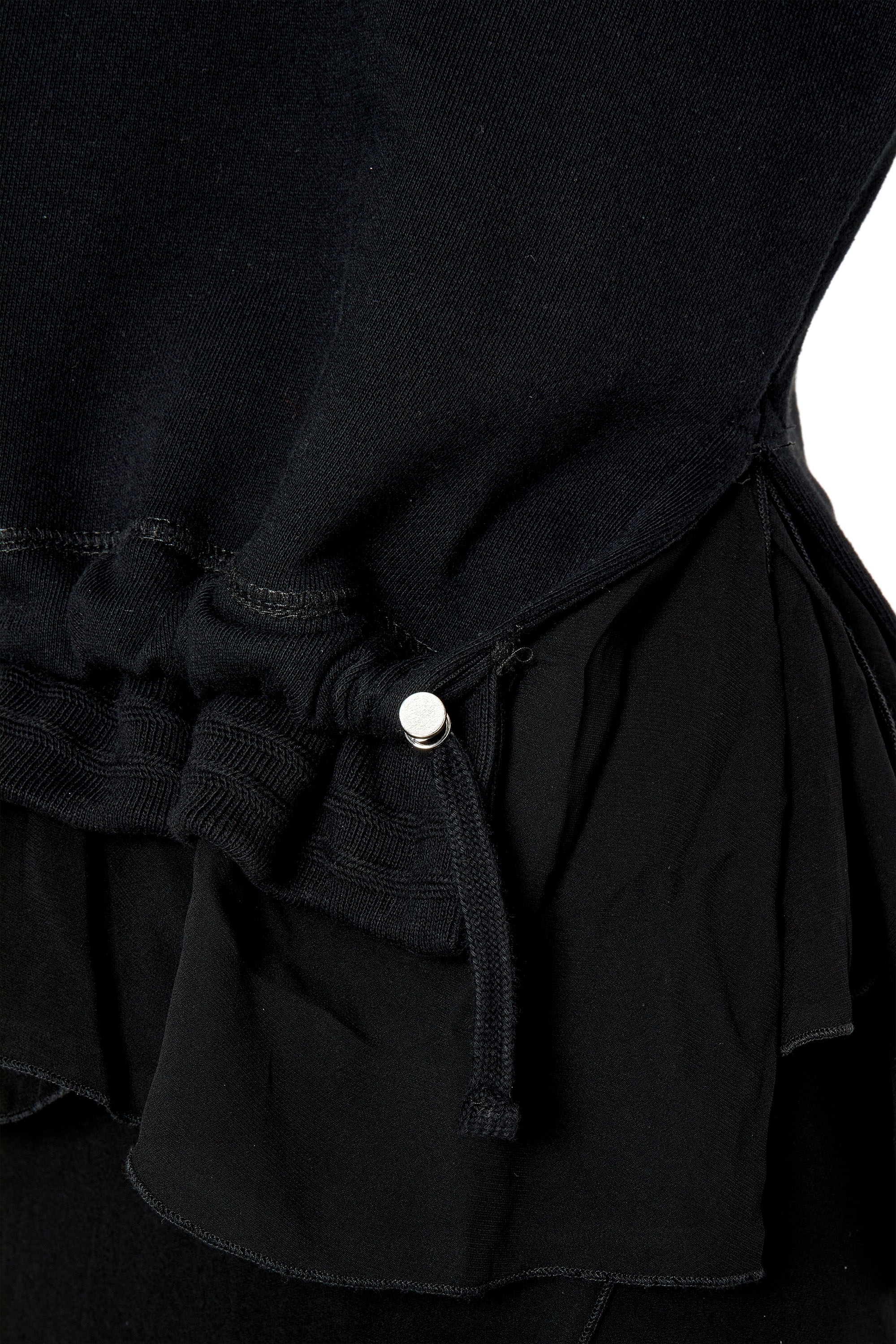 Diesel - F-ROLLIES, Woman's Sweatshirt with layered drawstring hem in Black - 5