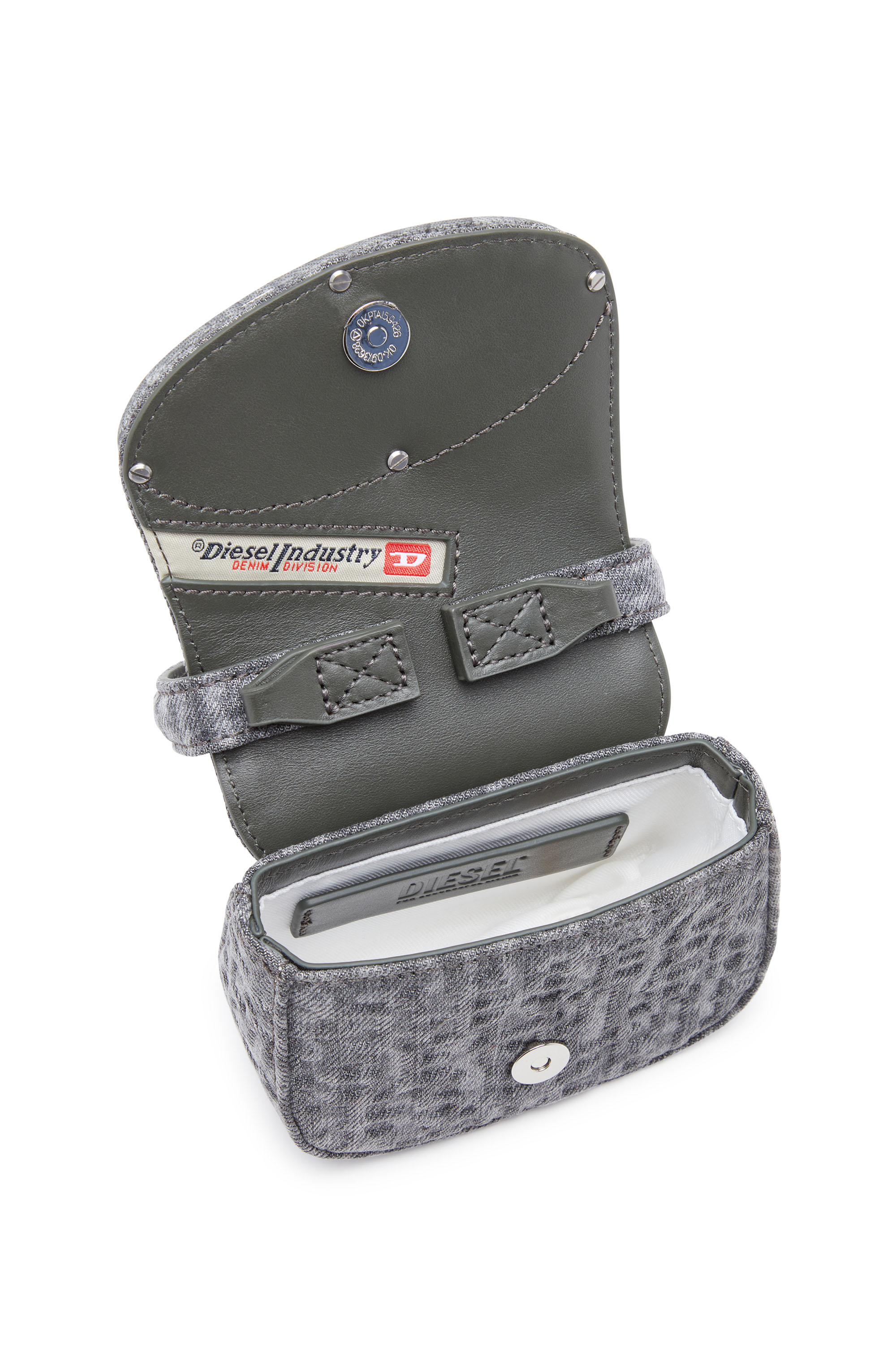 Diesel - 1DR XS, 1DR XS - Minibolso icónico de denim monograma Mujer in Gris - 3