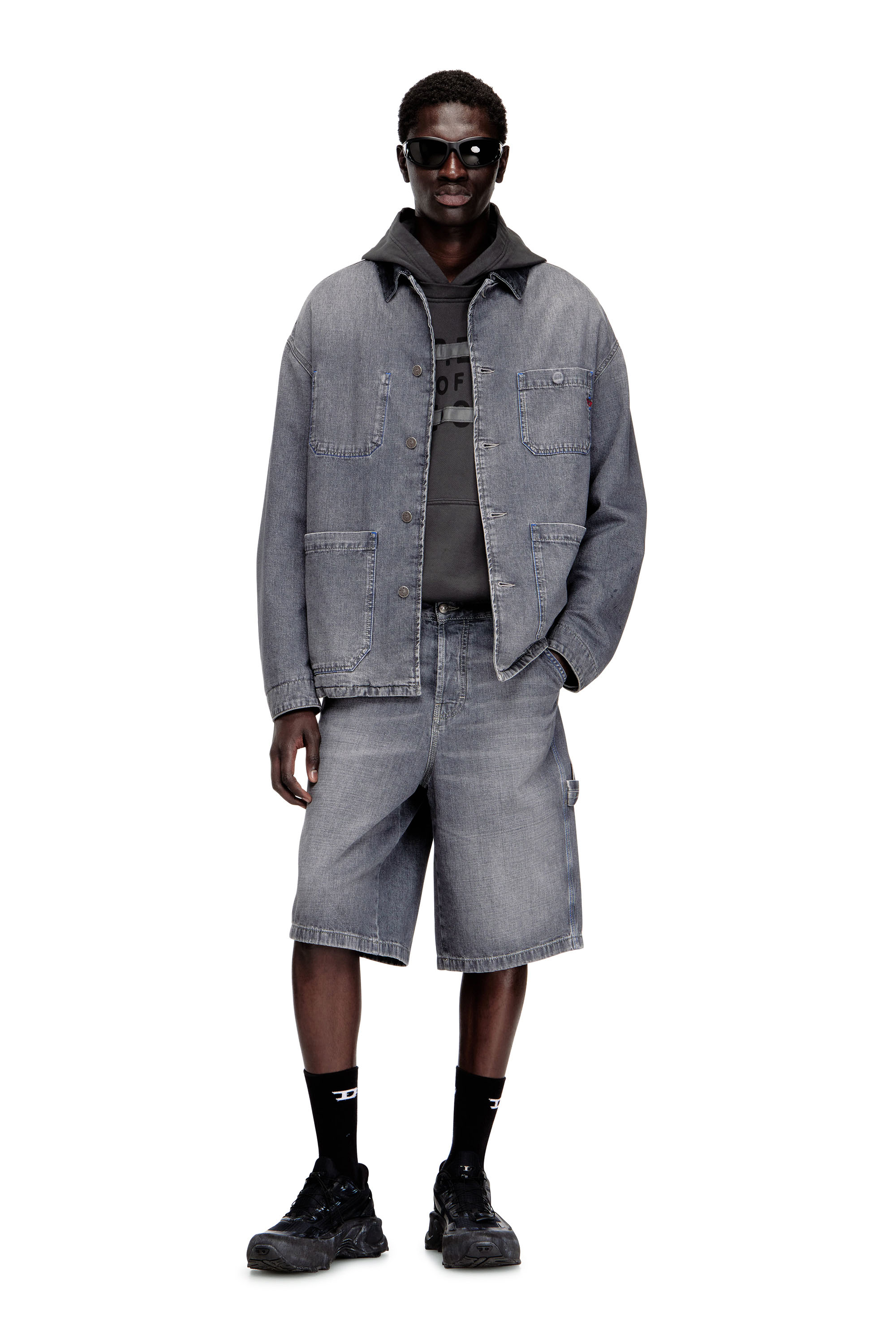 Diesel - D-LIVERY-W-SHORT, Male's Relaxed-fit denim shorts in Grey - 2