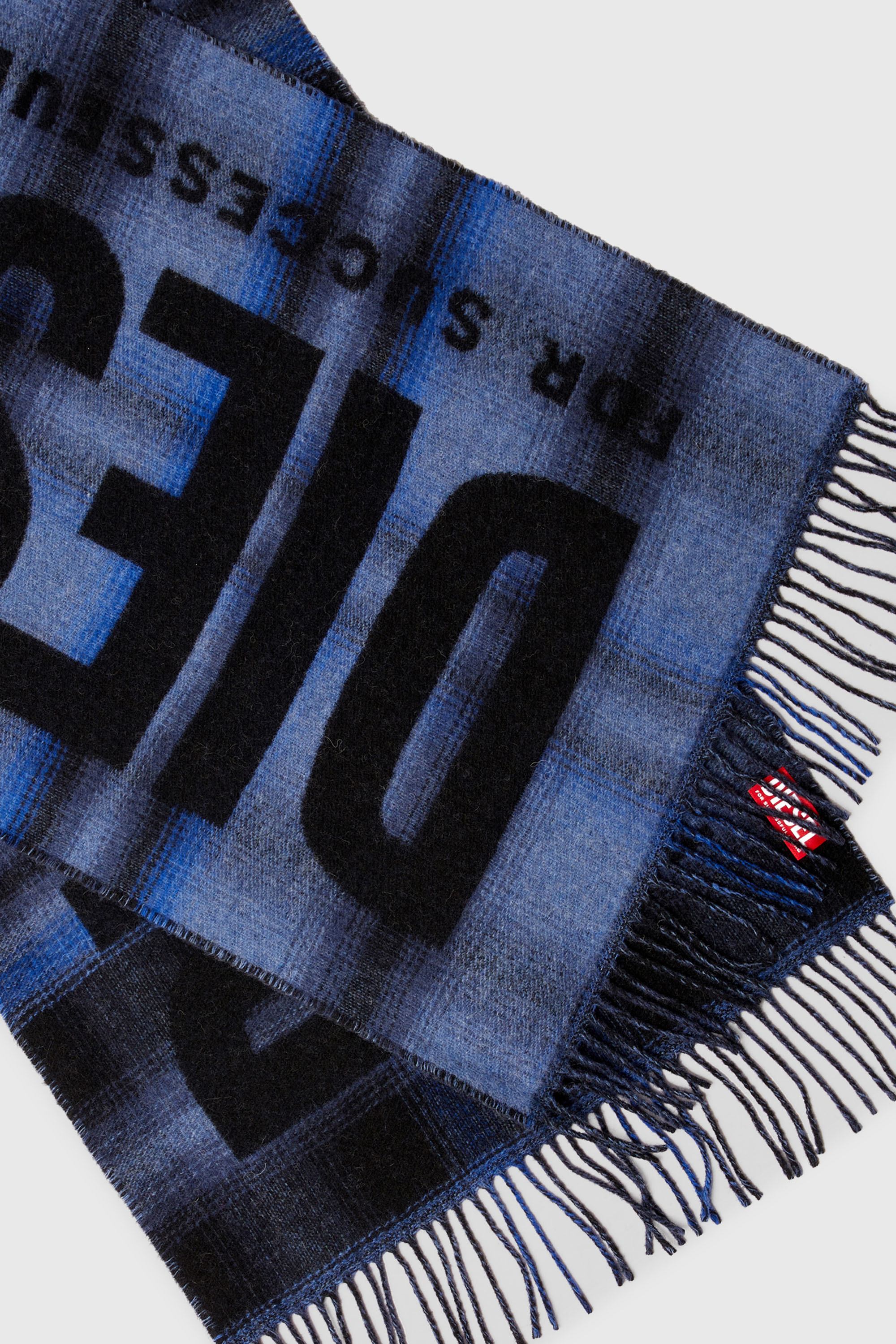 Diesel - S-CHECK, Man's Wool-blend scarf with check pattern in Blue - 3
