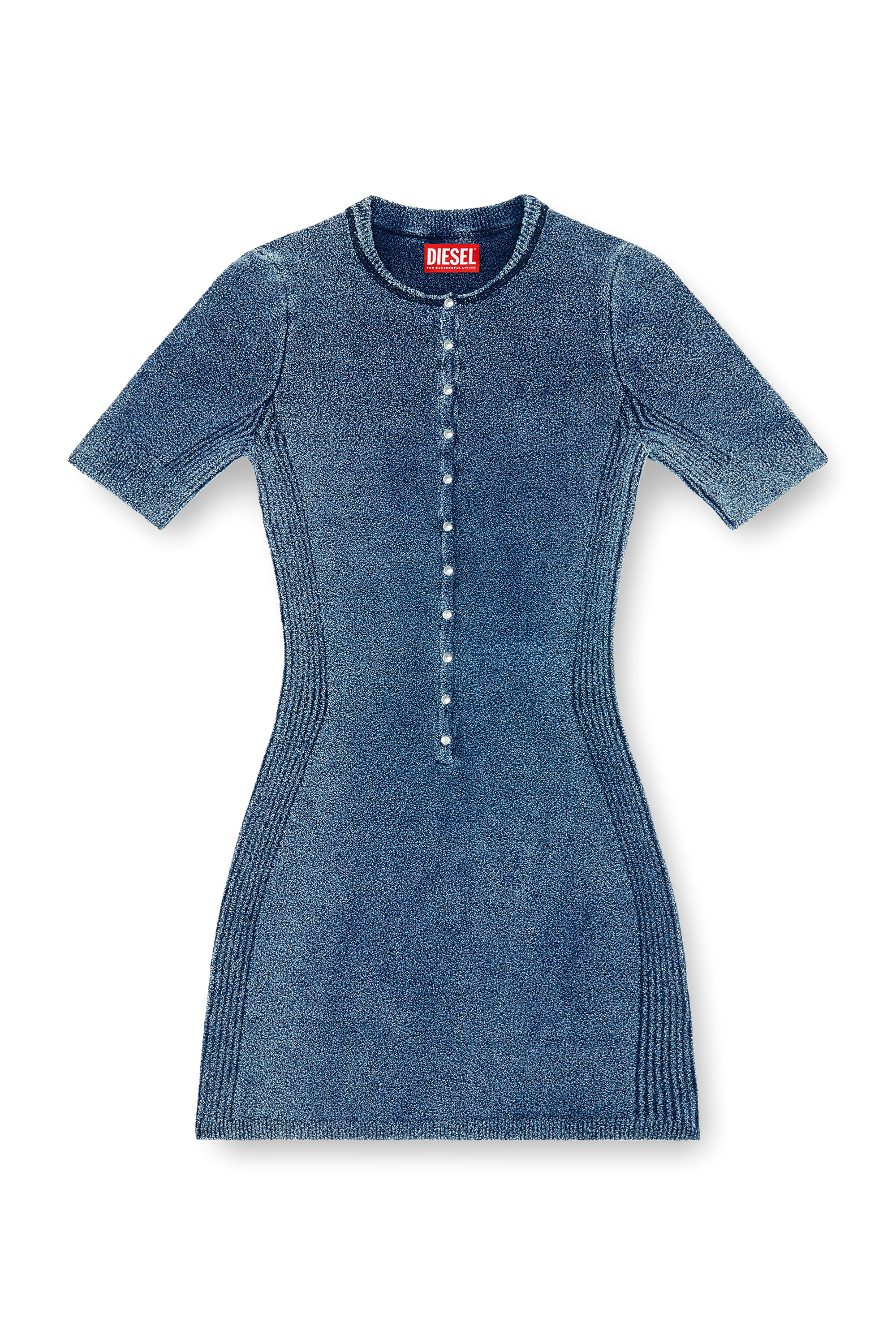 Diesel - M-ESTEE DRESS, Woman's Short dress in indigo boucl&eacute; knit in null - 3
