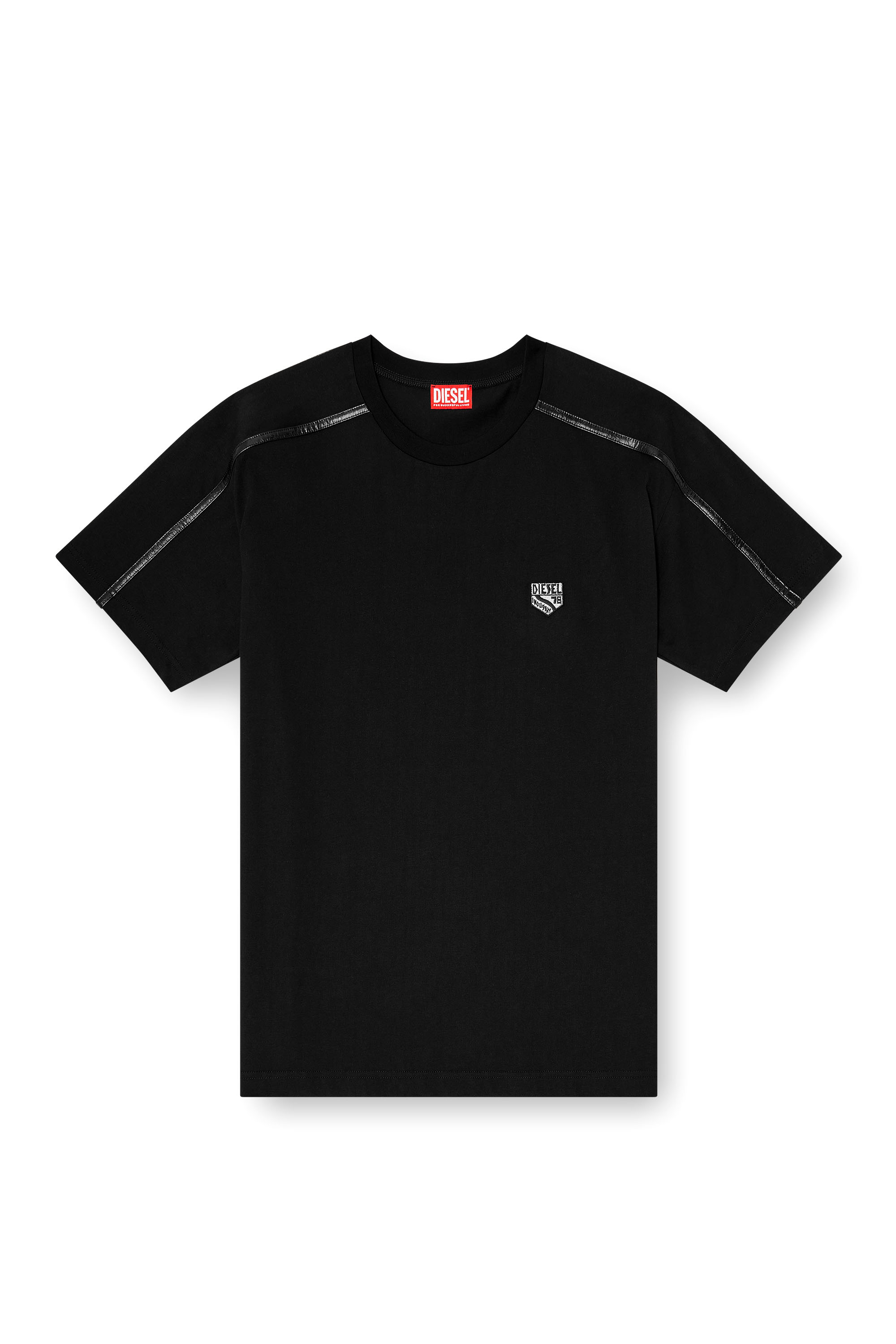 Diesel - T-NORM-FL, T-shirt avec finitions contrastantes et patch logo Homme in Noir - 3
