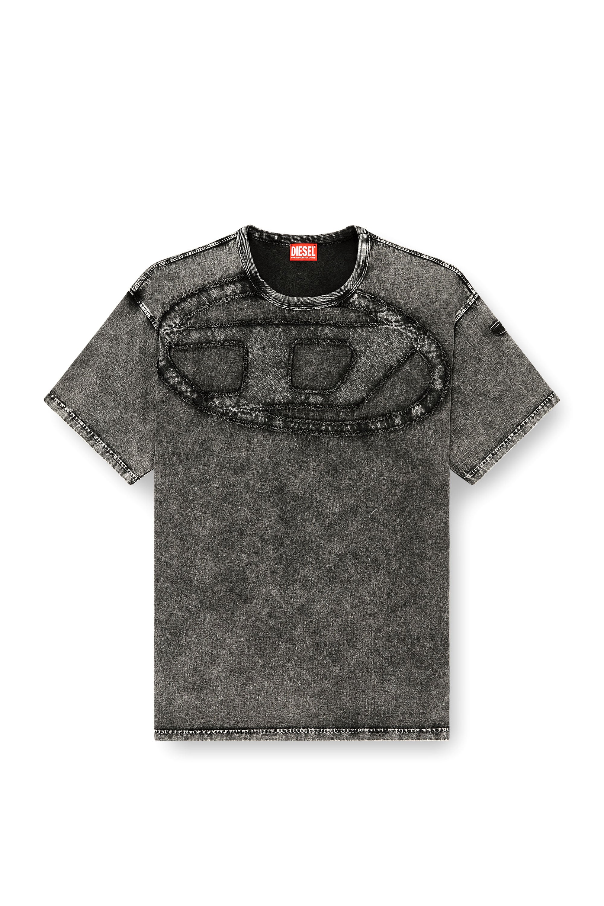Diesel - T-BOXT-DEN, Man's Relaxed cotton T-shirt with Oval D applique in Black - 3