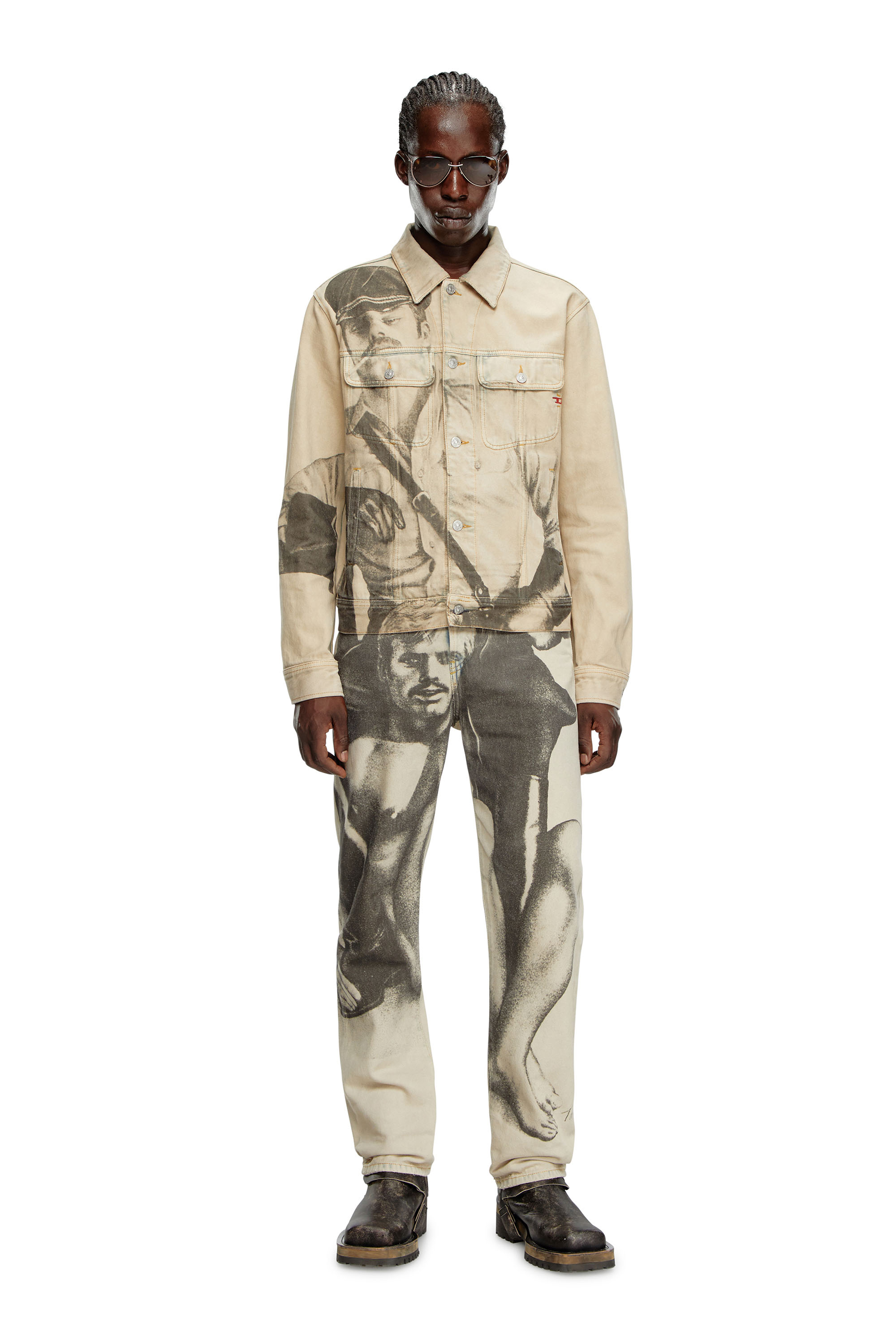 Diesel - PR-D-BARCY-TOF2, Unisex's Trucker jacket with digital print in Beige - 2