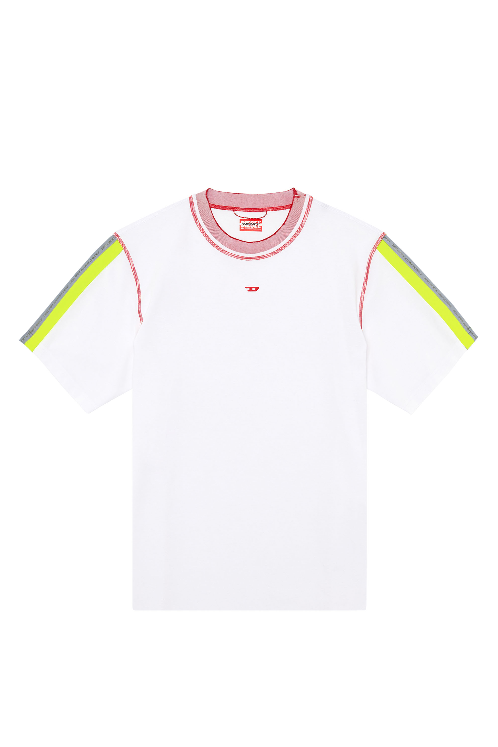 Diesel - AMTEE-NILO-HT03, Man's T-shirt with reflective bands in White/Yellow - 2