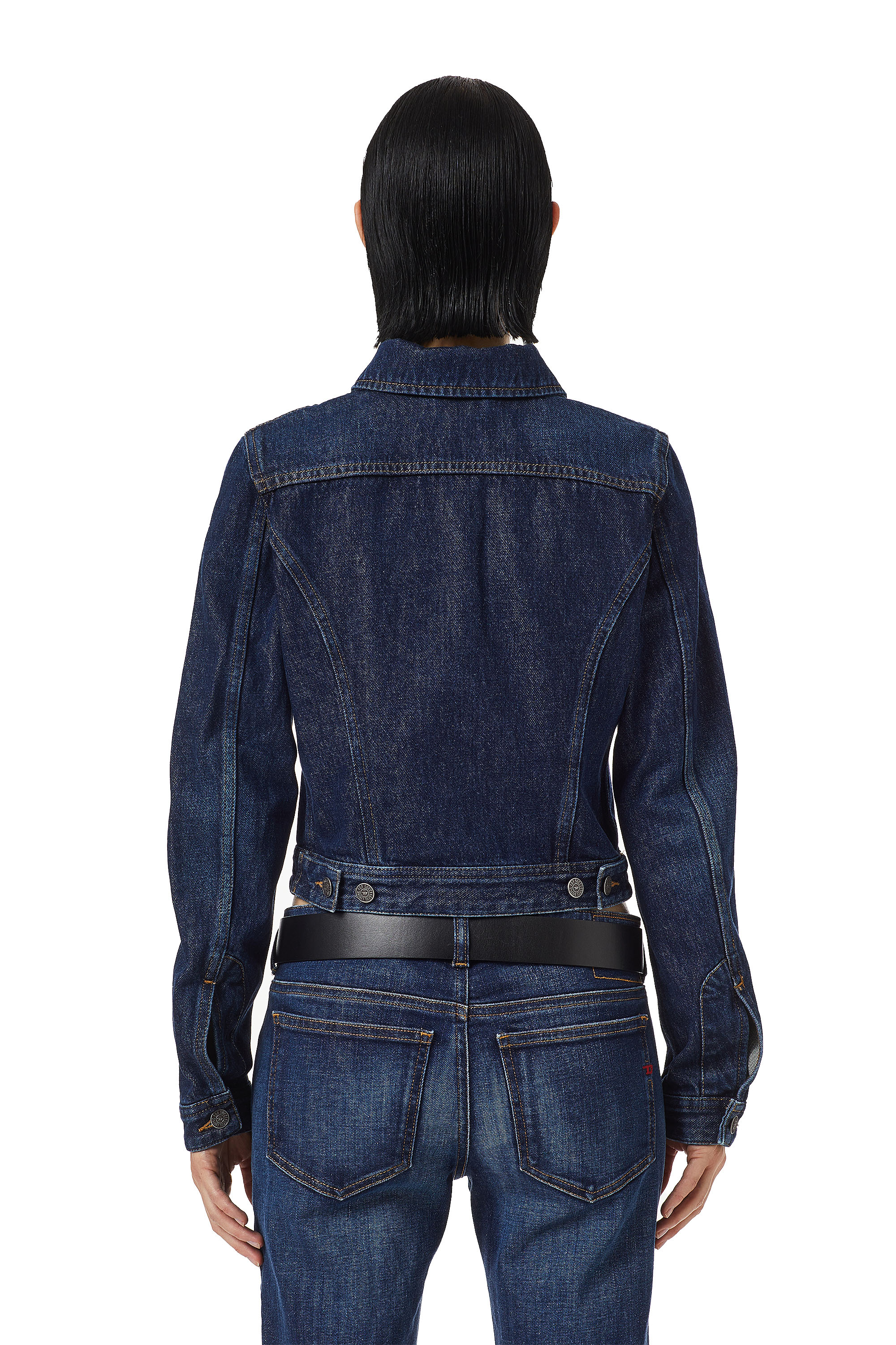Diesel - DE-SLIMMY TRUCKER JACKET, Woman's Slim-fit trucker jacket in Dark Blue - 5